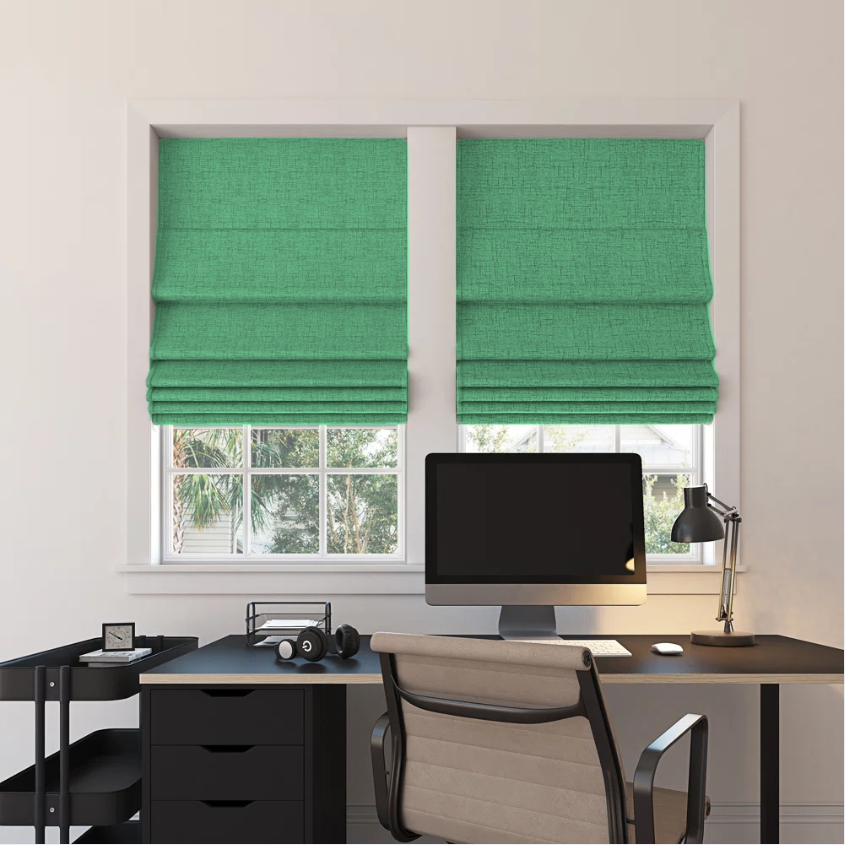 Custom Linen 100% Blackout Roman Shades