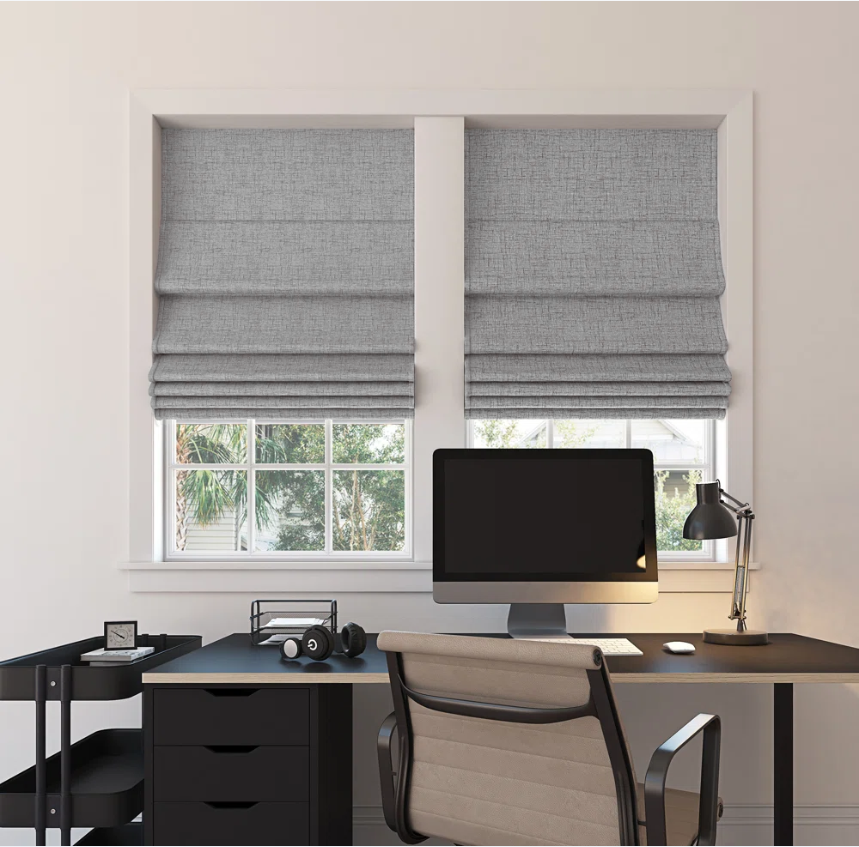 Custom Linen 100% Blackout Roman Shades