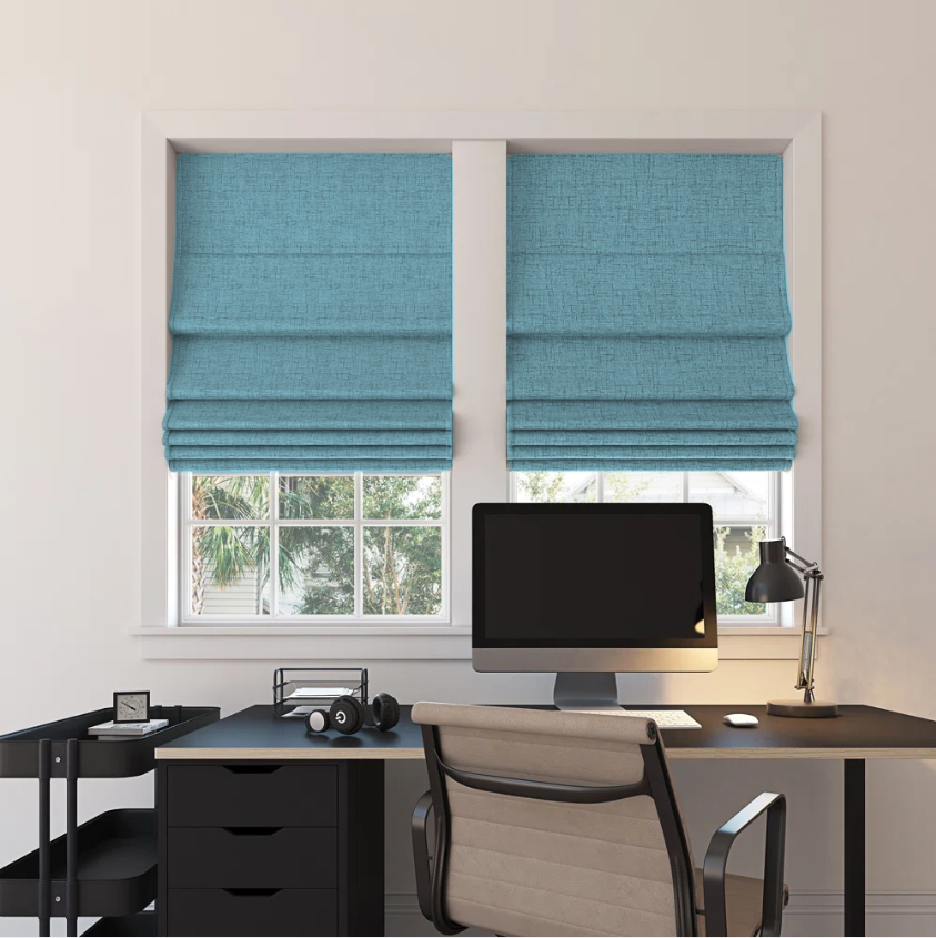 Custom Linen 100% Blackout Roman Shades