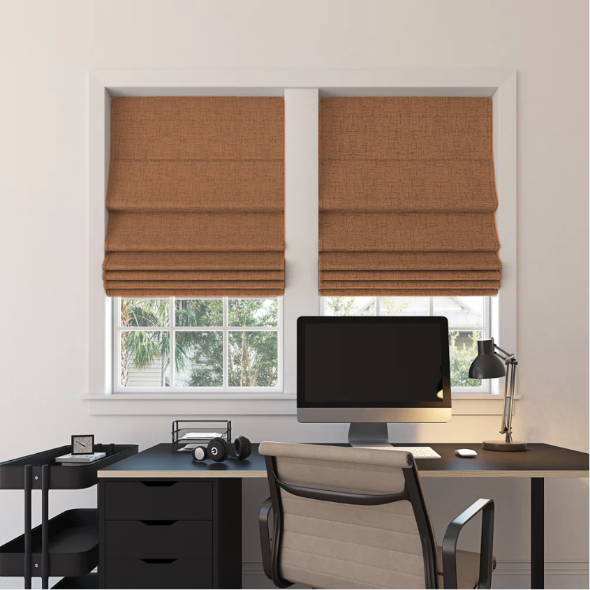 Custom Linen 100% Blackout Roman Shades