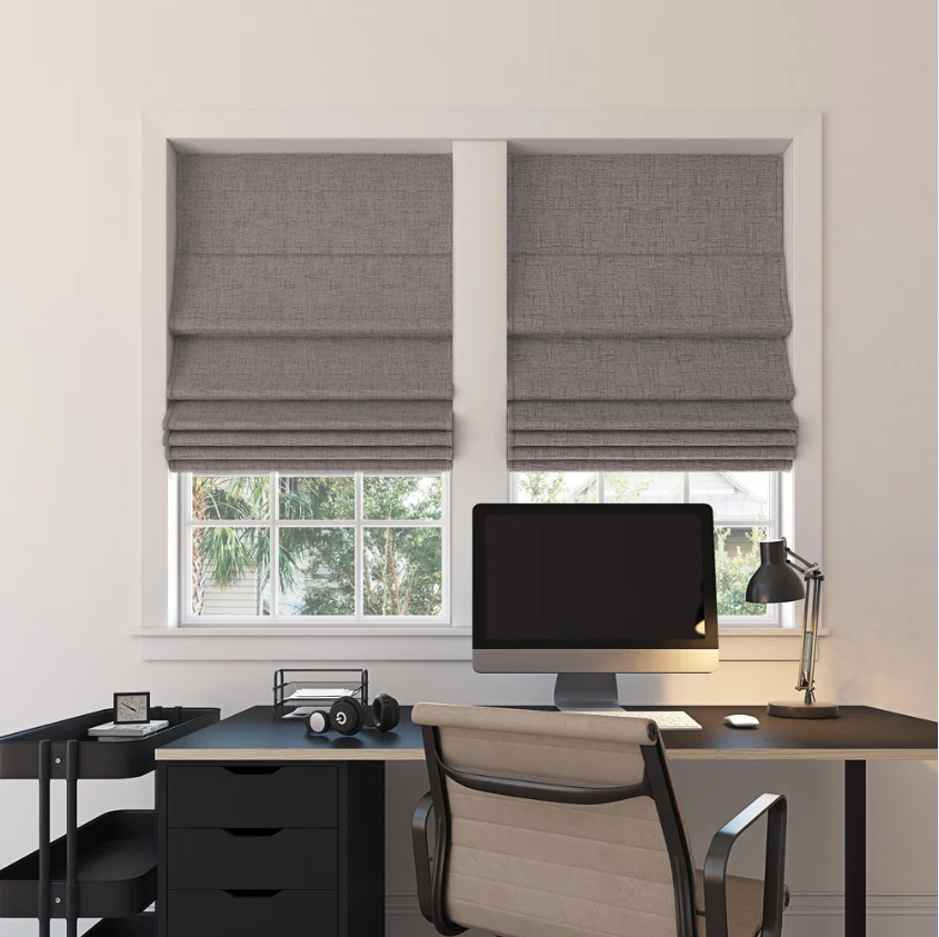Custom Linen 100% Blackout Roman Shades