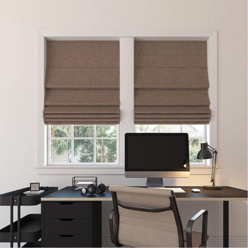 Custom Linen 100% Blackout Roman Shades