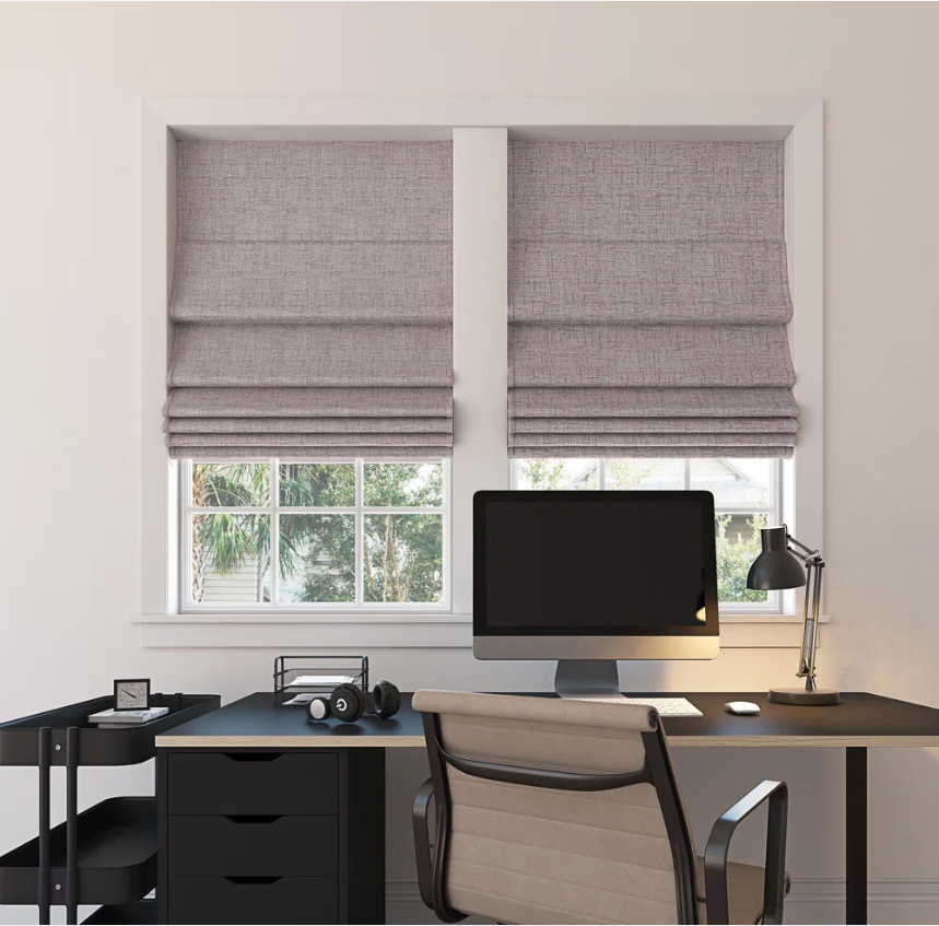 Custom Linen 100% Blackout Roman Shades