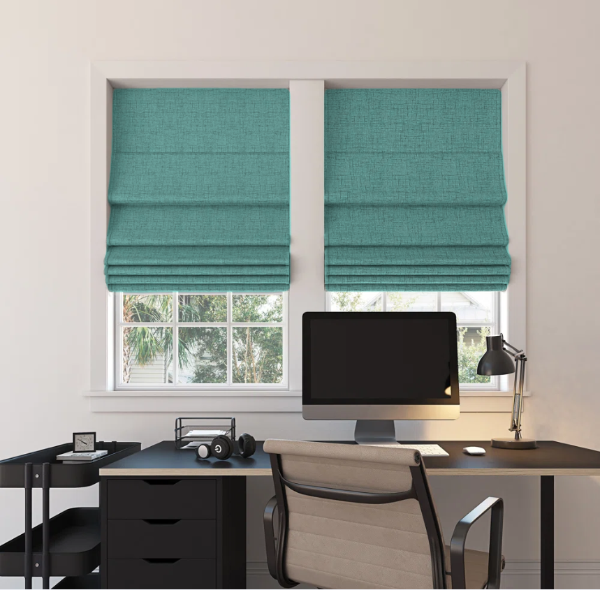 Custom Linen 100% Blackout Roman Shades