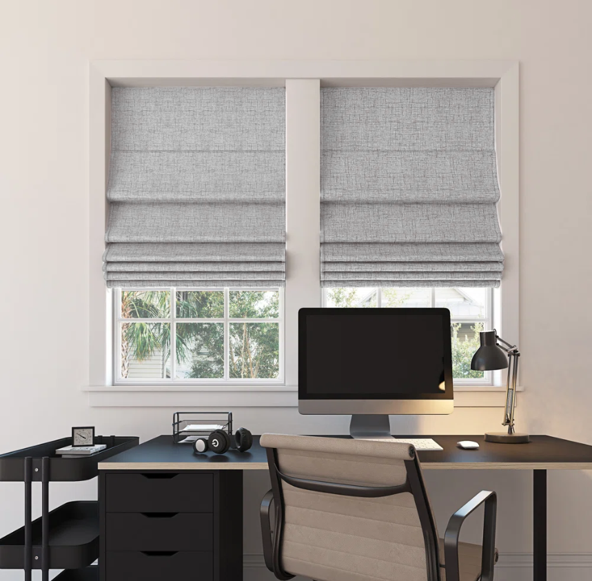 Custom Linen 100% Blackout Roman Shades