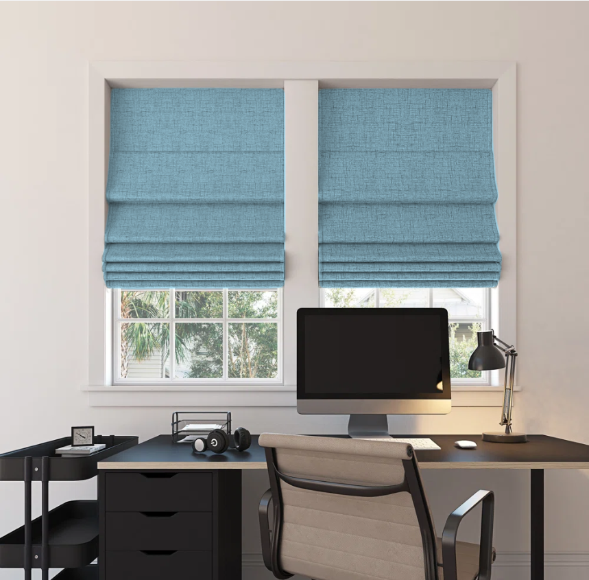 Custom Linen 100% Blackout Roman Shades