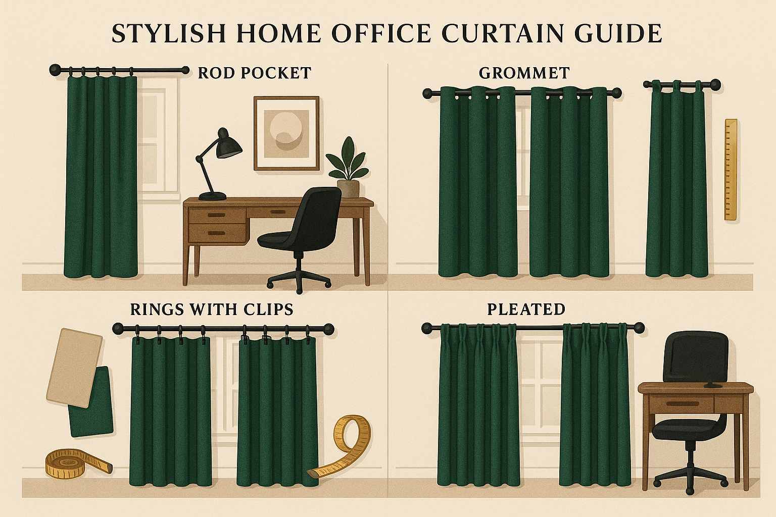 Bold Home Office Curtains: Boost Productivity & Mood