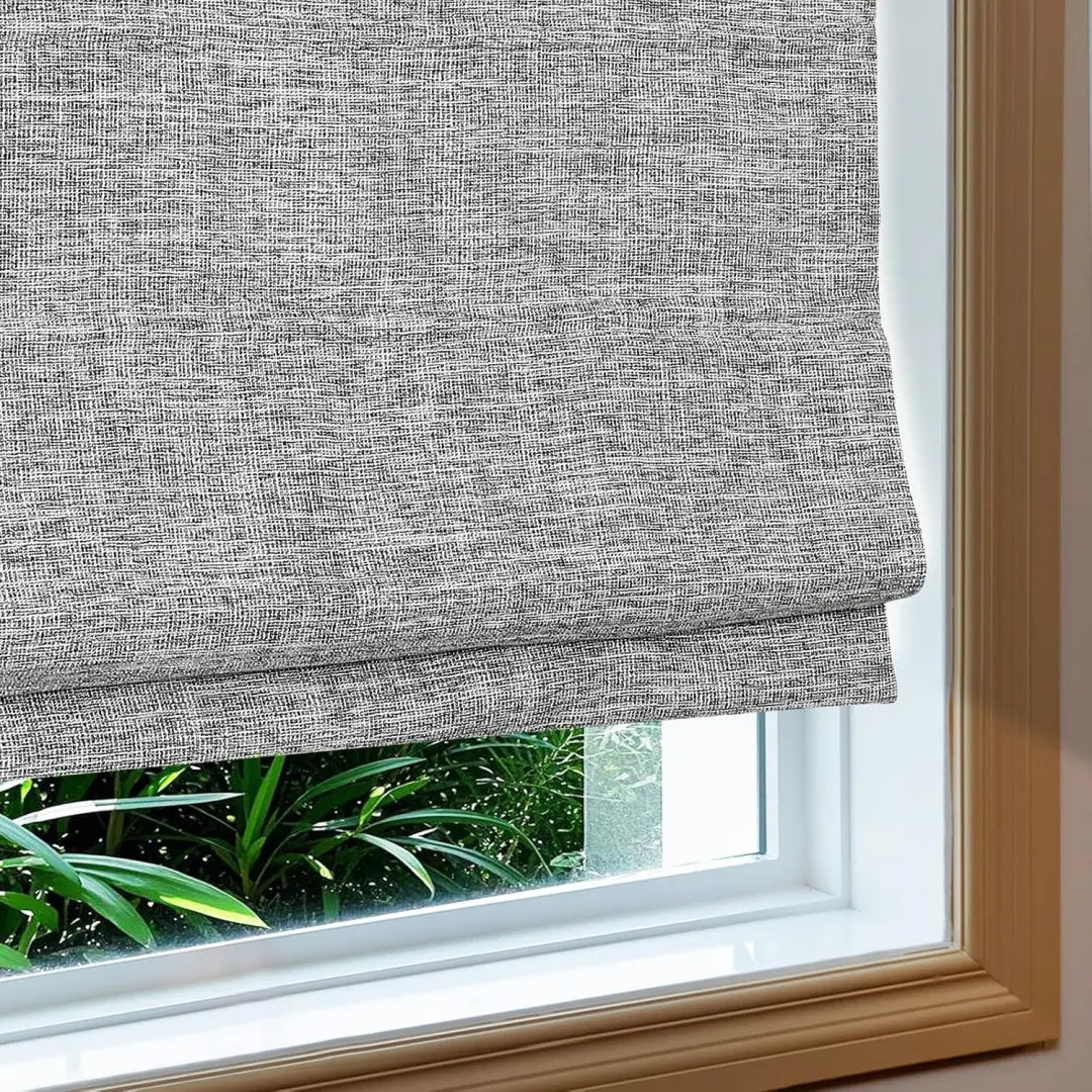 Custom 100% Blackout  NanoBamboo Linen Roman Shades