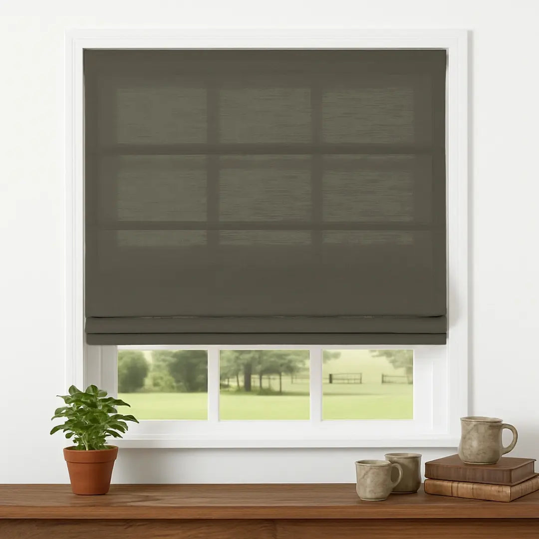 Custom Semi-Blackout Linen Roman Shades