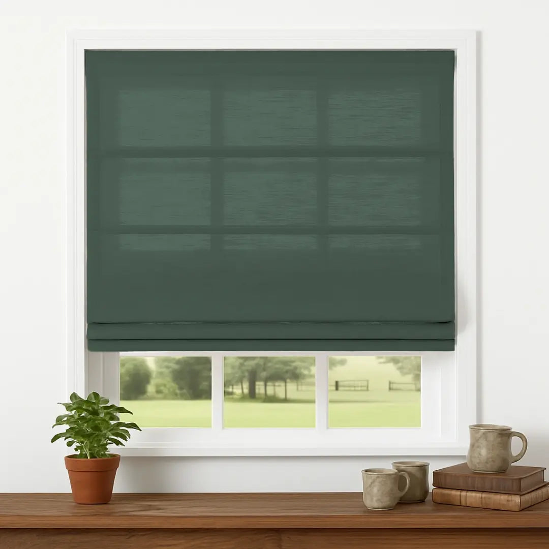 Custom Semi-Blackout Linen Roman Shades