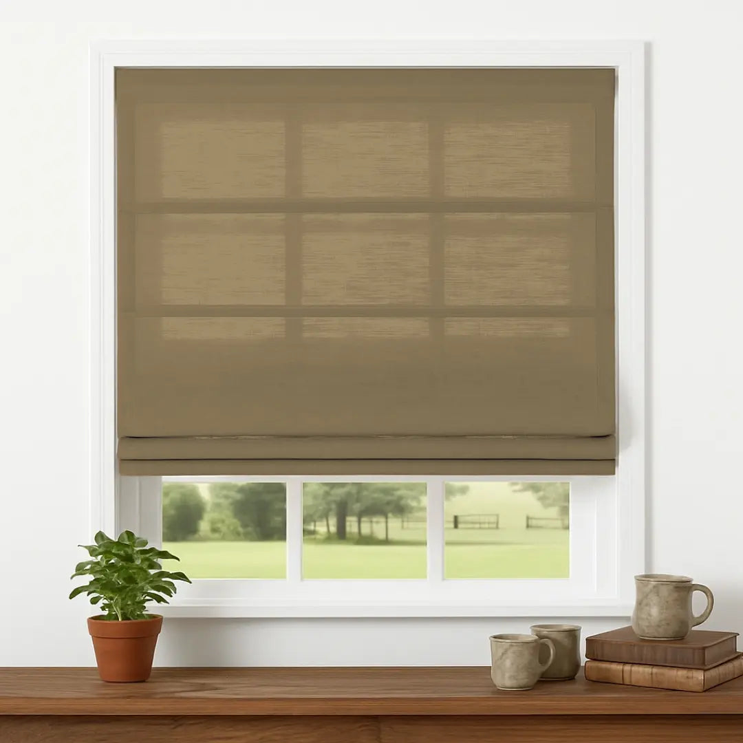Custom Semi-Blackout Linen Roman Shades