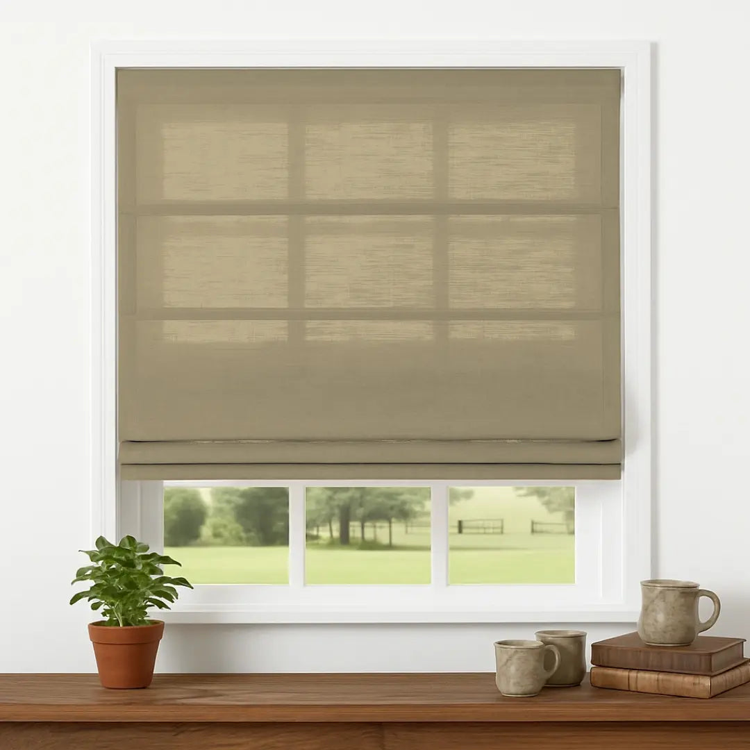 Costom Roman Shades Warm Taupe 1038-6