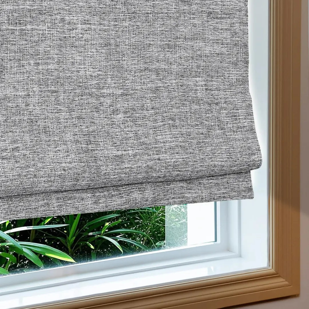 Custom 100% Blackout  NanoBamboo Linen Roman Shades
