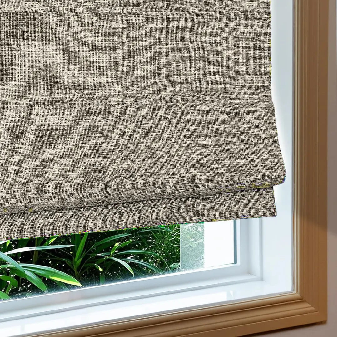 Custom 100% Blackout  NanoBamboo Linen Roman Shades