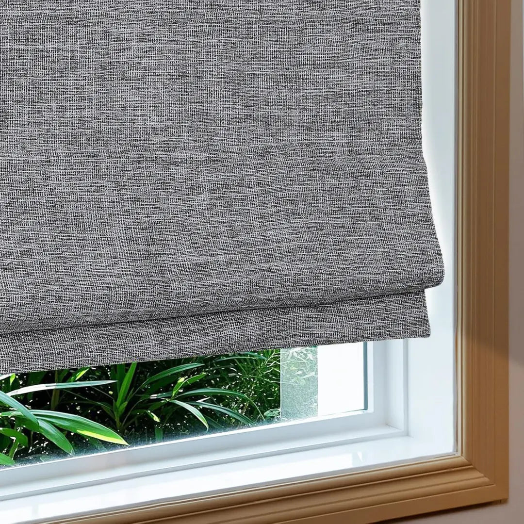 Custom 100% Blackout  NanoBamboo Linen Roman Shades