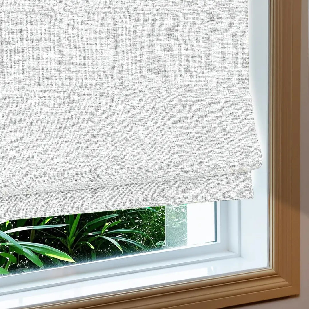Custom 100% Blackout  NanoBamboo Linen Roman Shades