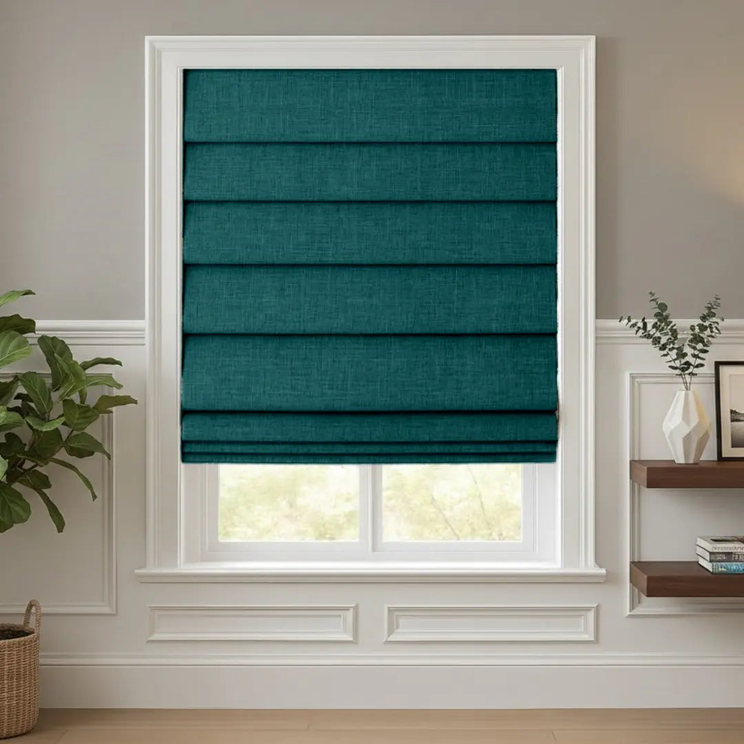 Costom Roman Shades Ocean Teal 302-1