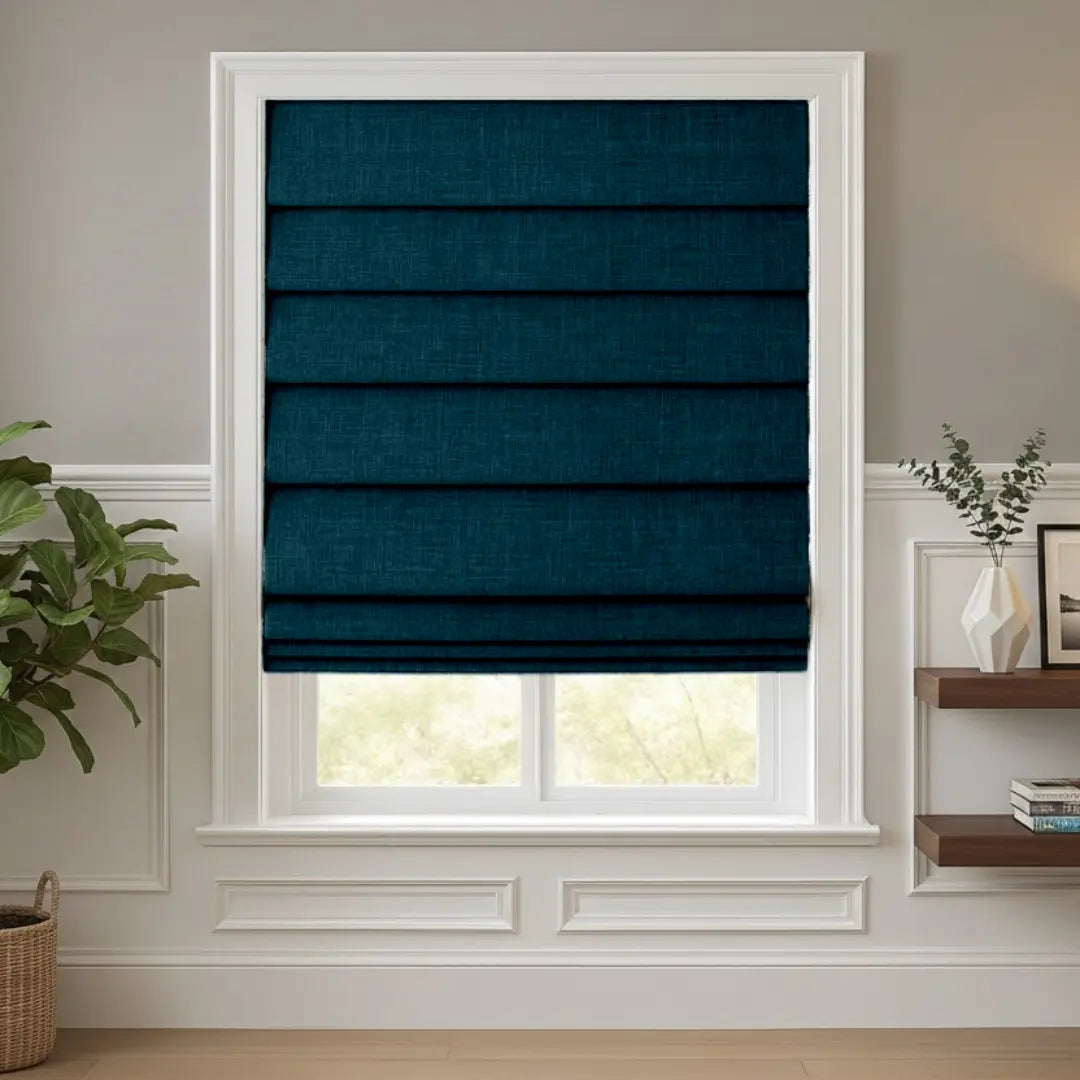 Costom Roman Shades Teal Blue 302-18
