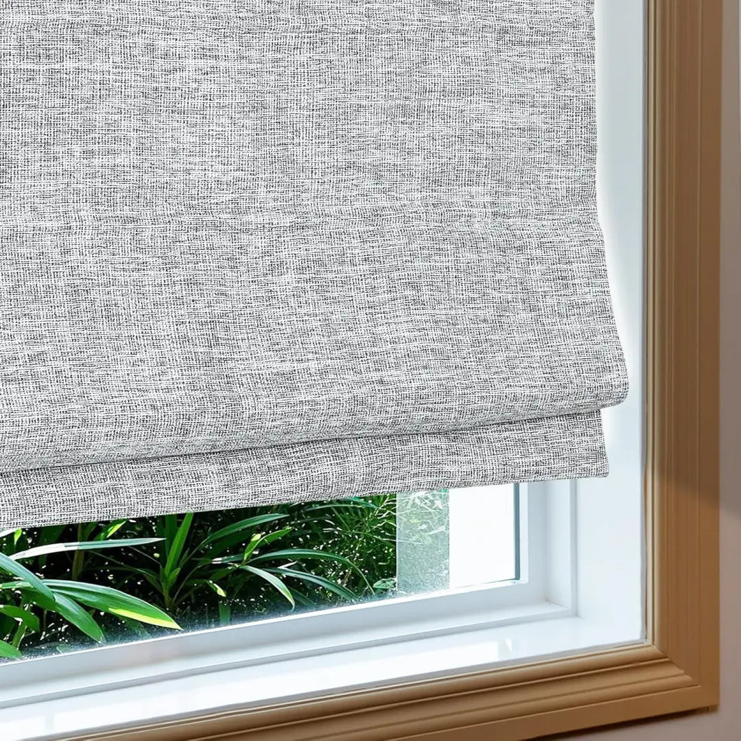 Custom 100% Blackout  NanoBamboo Linen Roman Shades