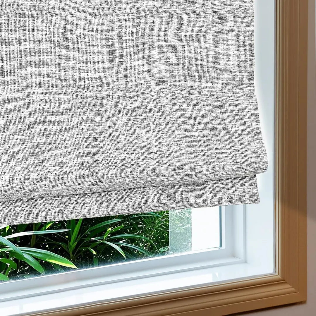 Custom 100% Blackout  NanoBamboo Linen Roman Shades