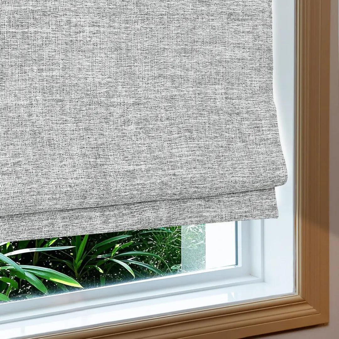 Custom 100% Blackout  NanoBamboo Linen Roman Shades