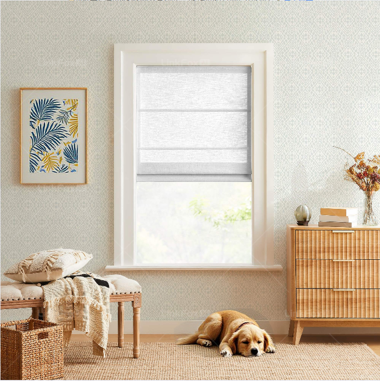 Custom Cordless Linen Roman Shades