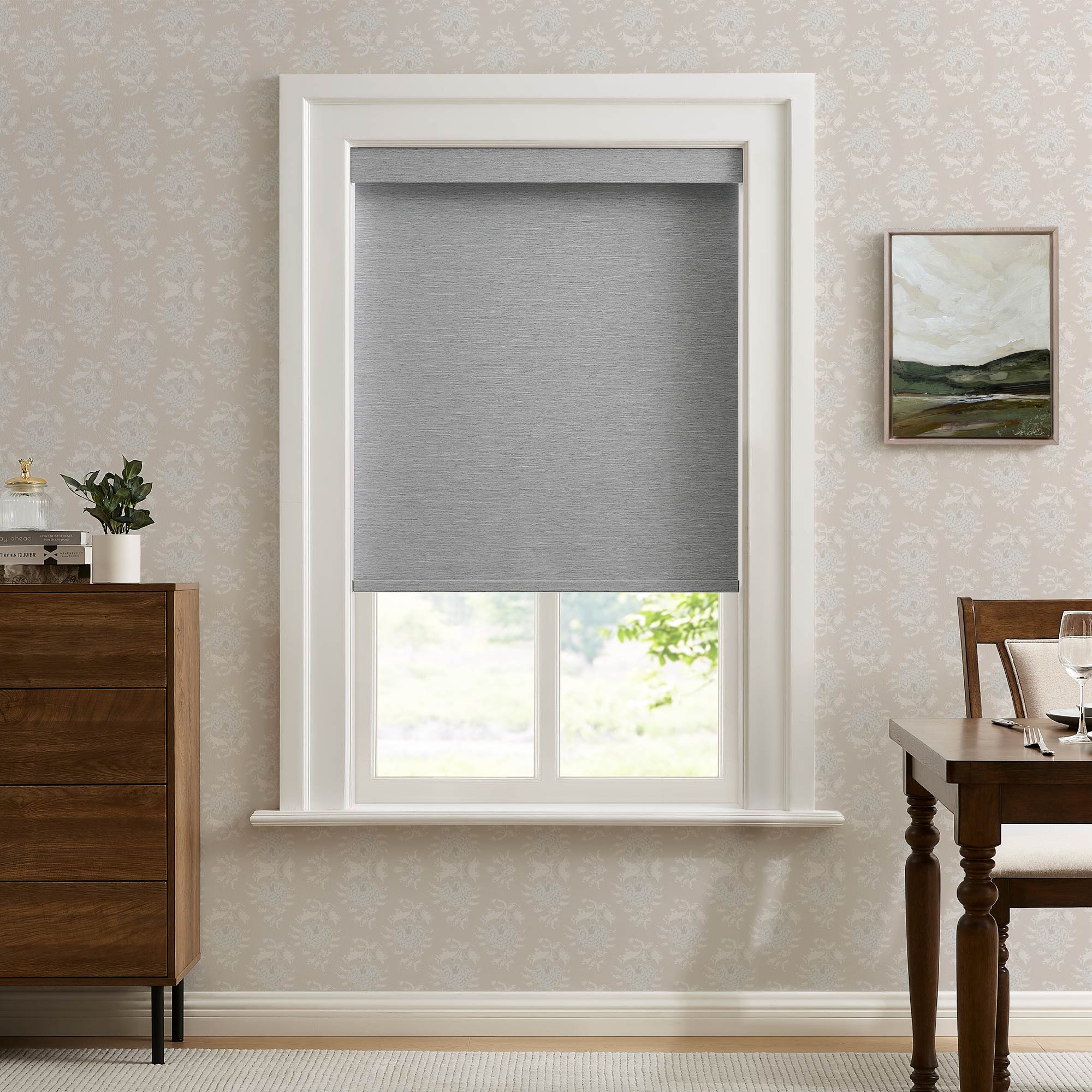 Custom Linen Look 100% Blackout Roller Shades|Custom Size Blackout/Thermal