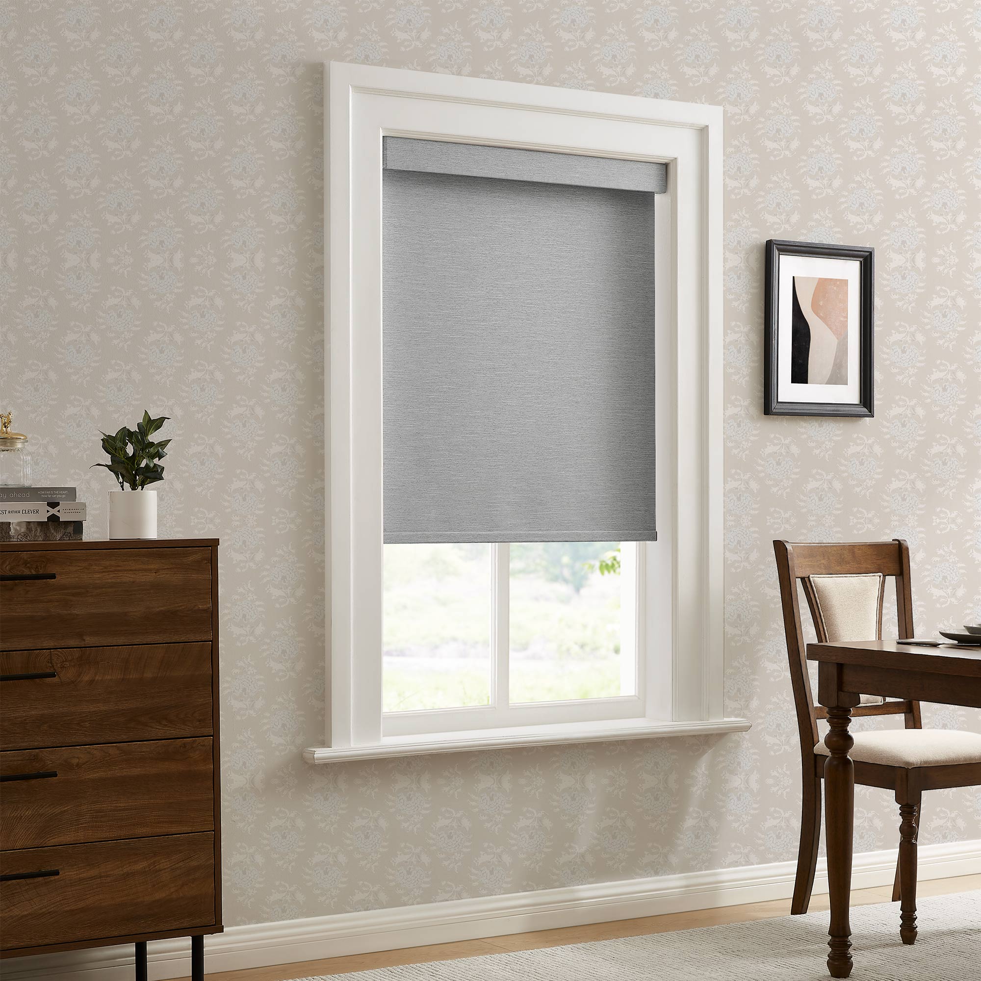 Custom Linen Look 100% Blackout Roller Shades|Custom Size Blackout/Thermal