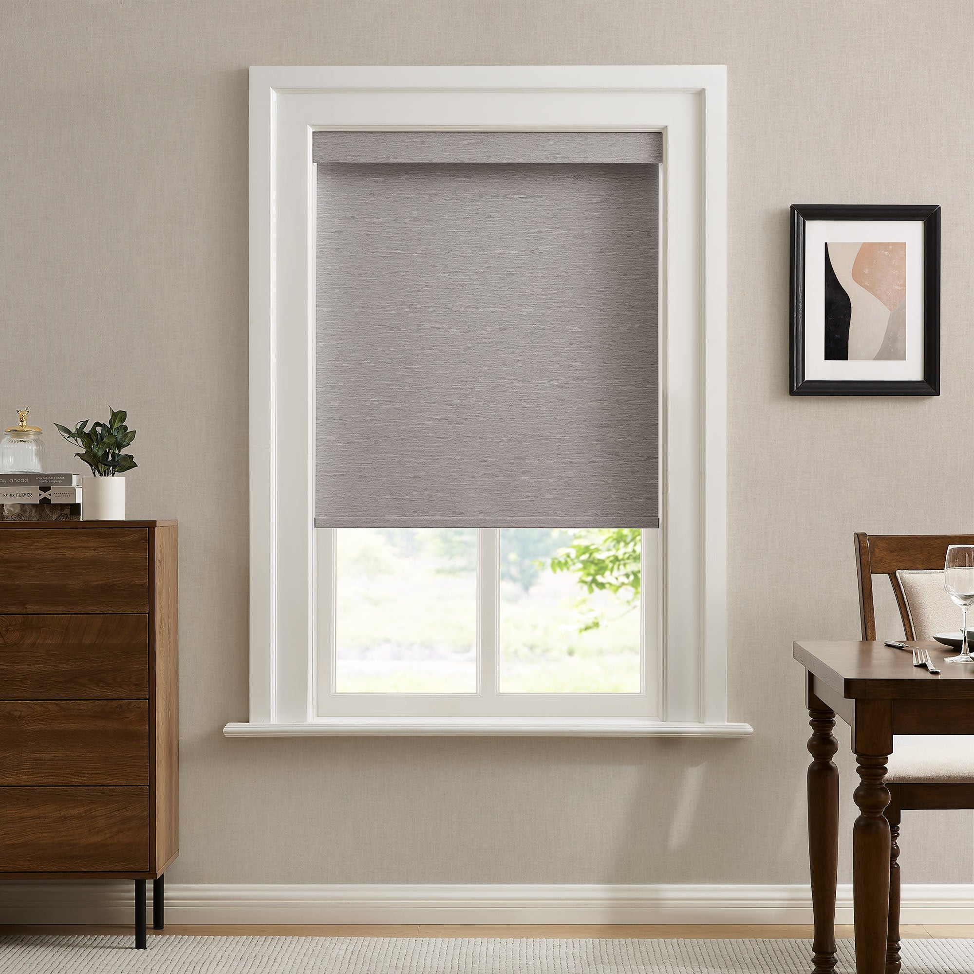 Custom Linen Look 100% Blackout Roller Shades|Custom Size Blackout/Thermal