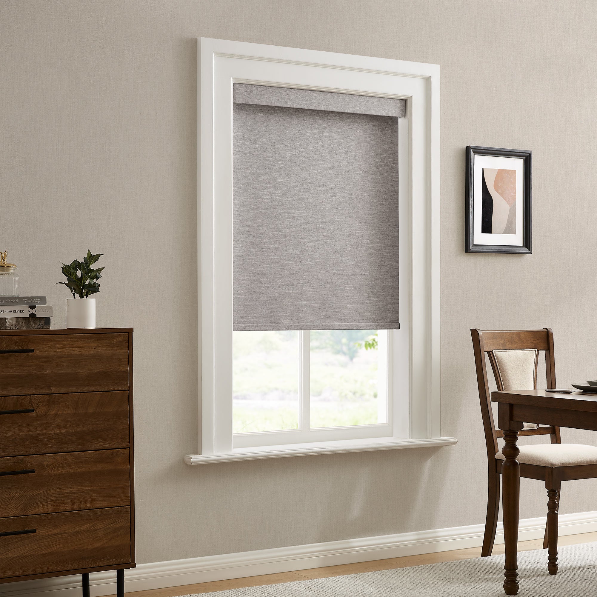 Custom Linen Look 100% Blackout Roller Shades|Custom Size Blackout/Thermal