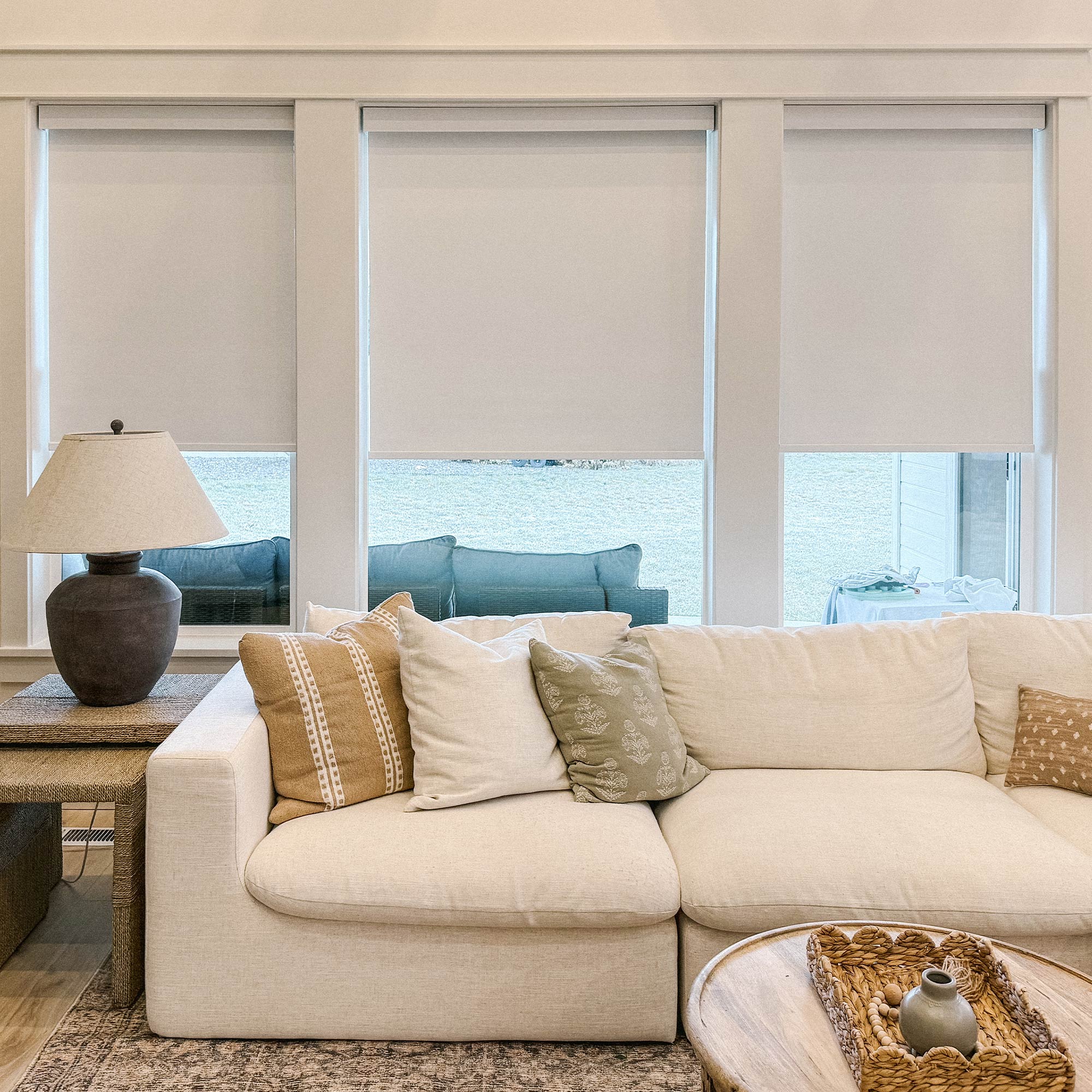 Custom Linen Look 100% Blackout Roller Shades|Custom Size Blackout/Thermal