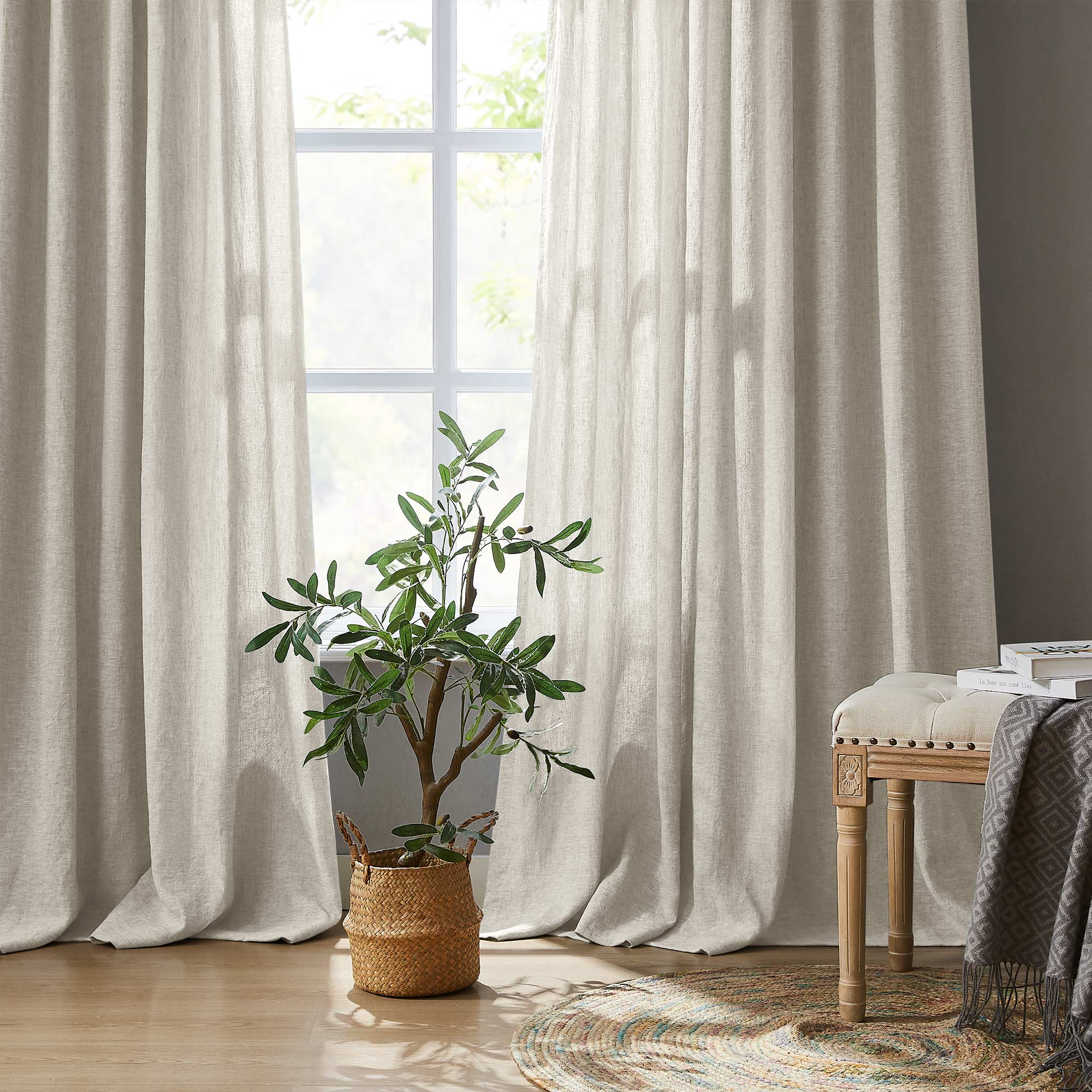 Custom Heavy 100% Blackout Linen Curtains