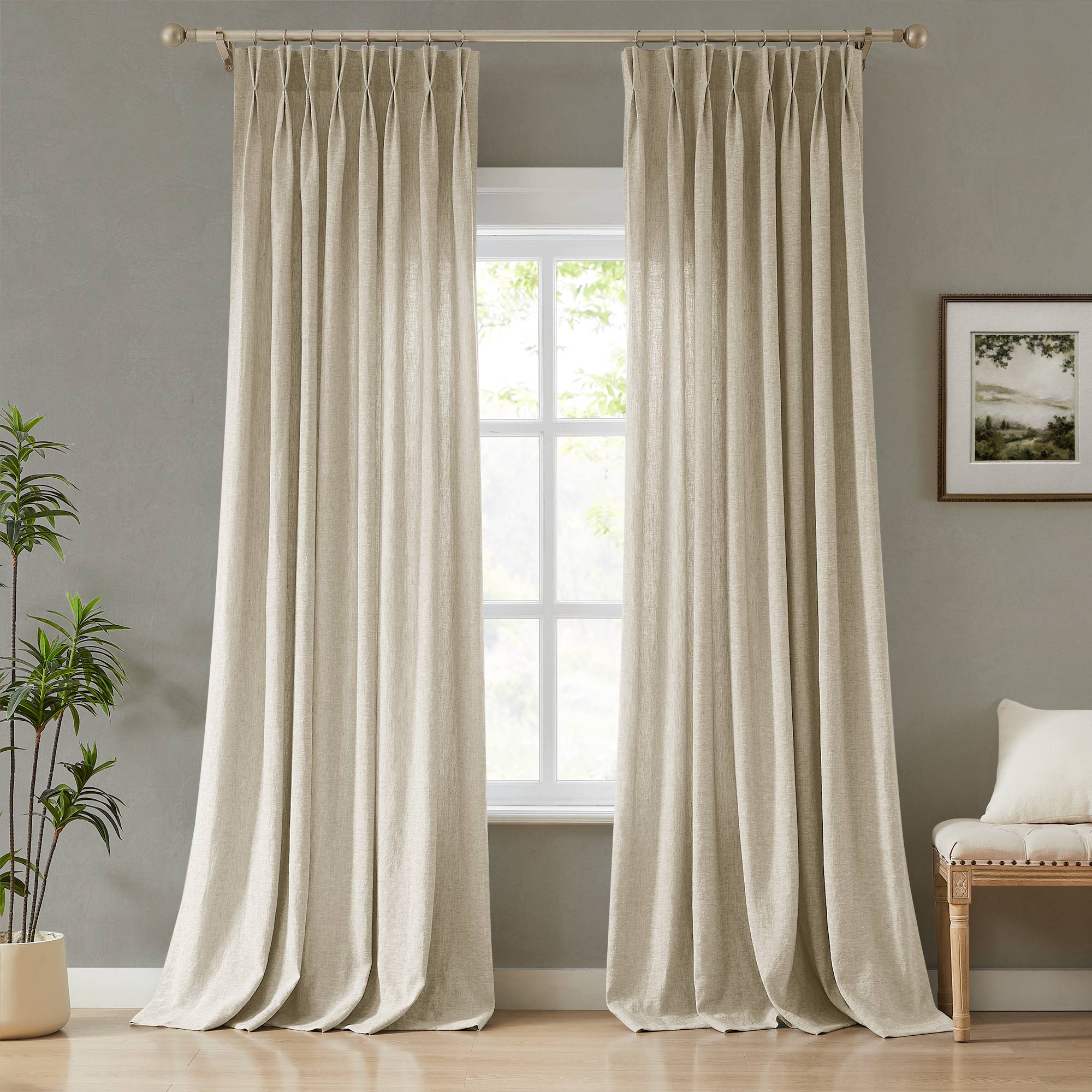 Custom Heavy 100% Blackout Linen Curtains