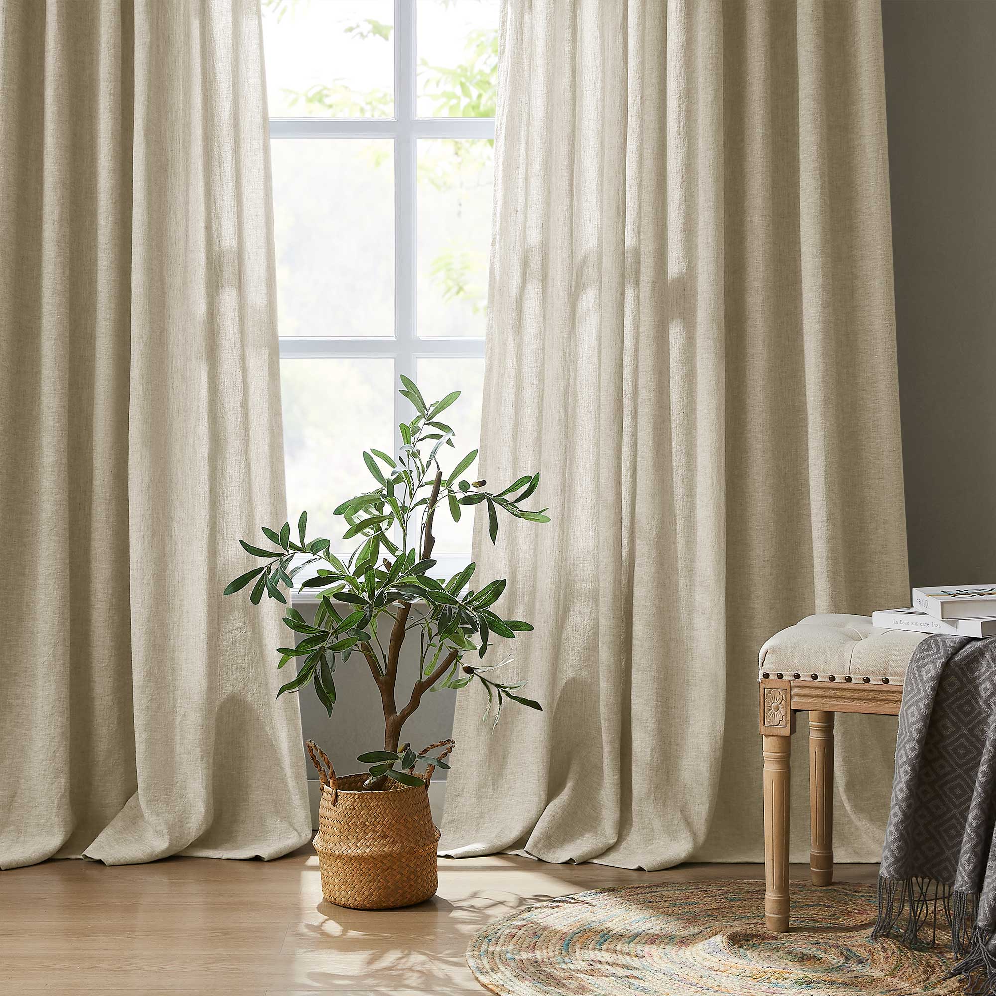 Custom Heavy 100% Blackout Linen Curtains