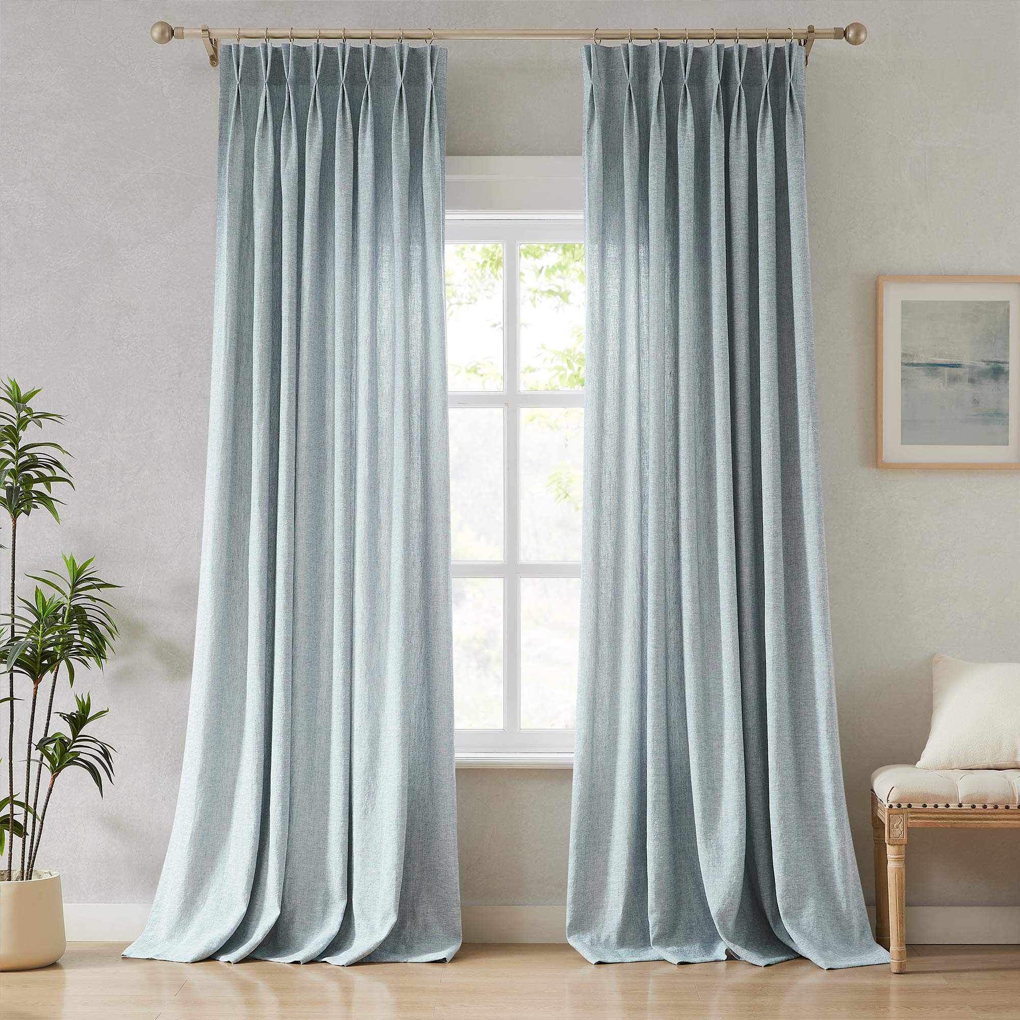 Custom Heavy 100% Blackout Linen Curtains