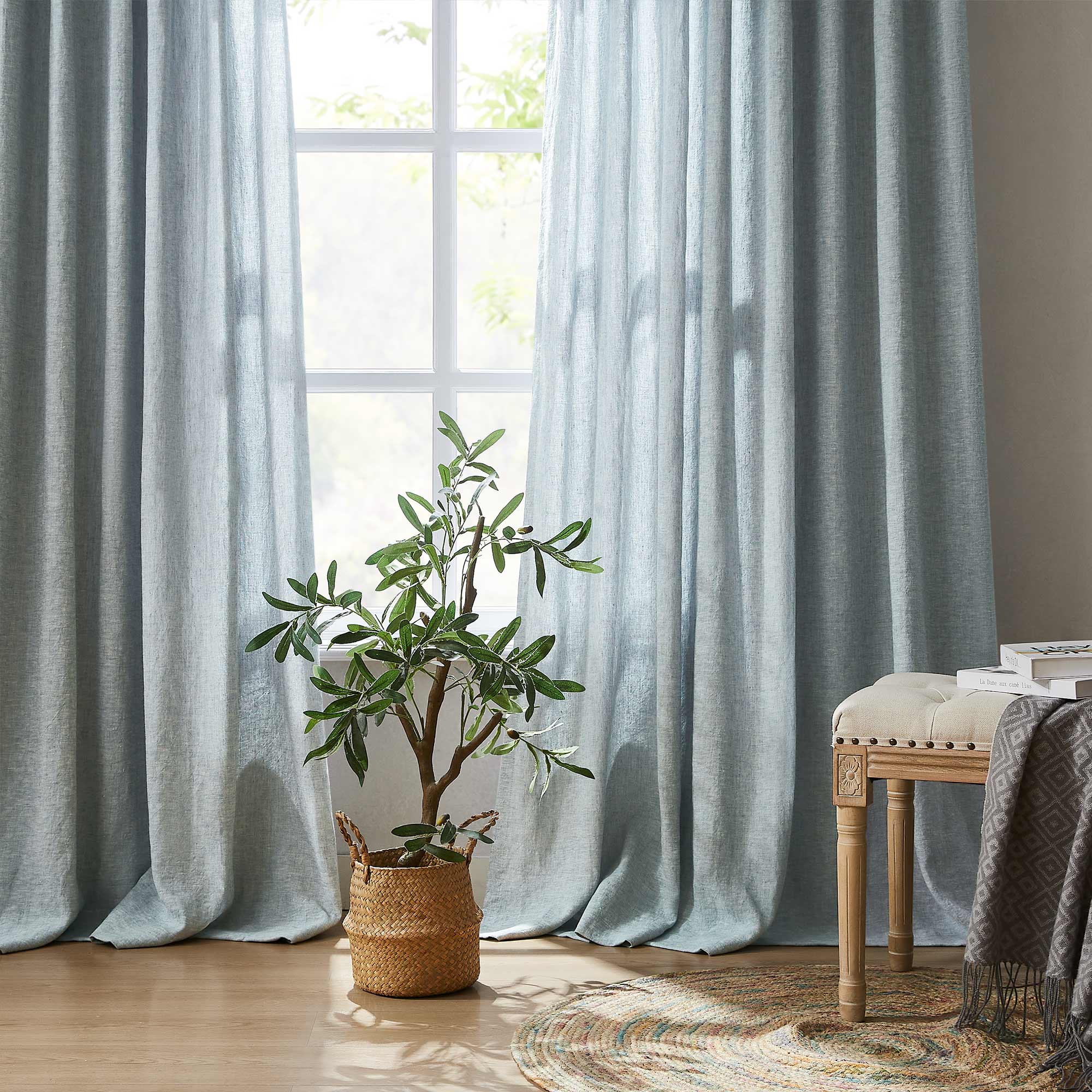 Custom Heavy 100% Blackout Linen Curtains