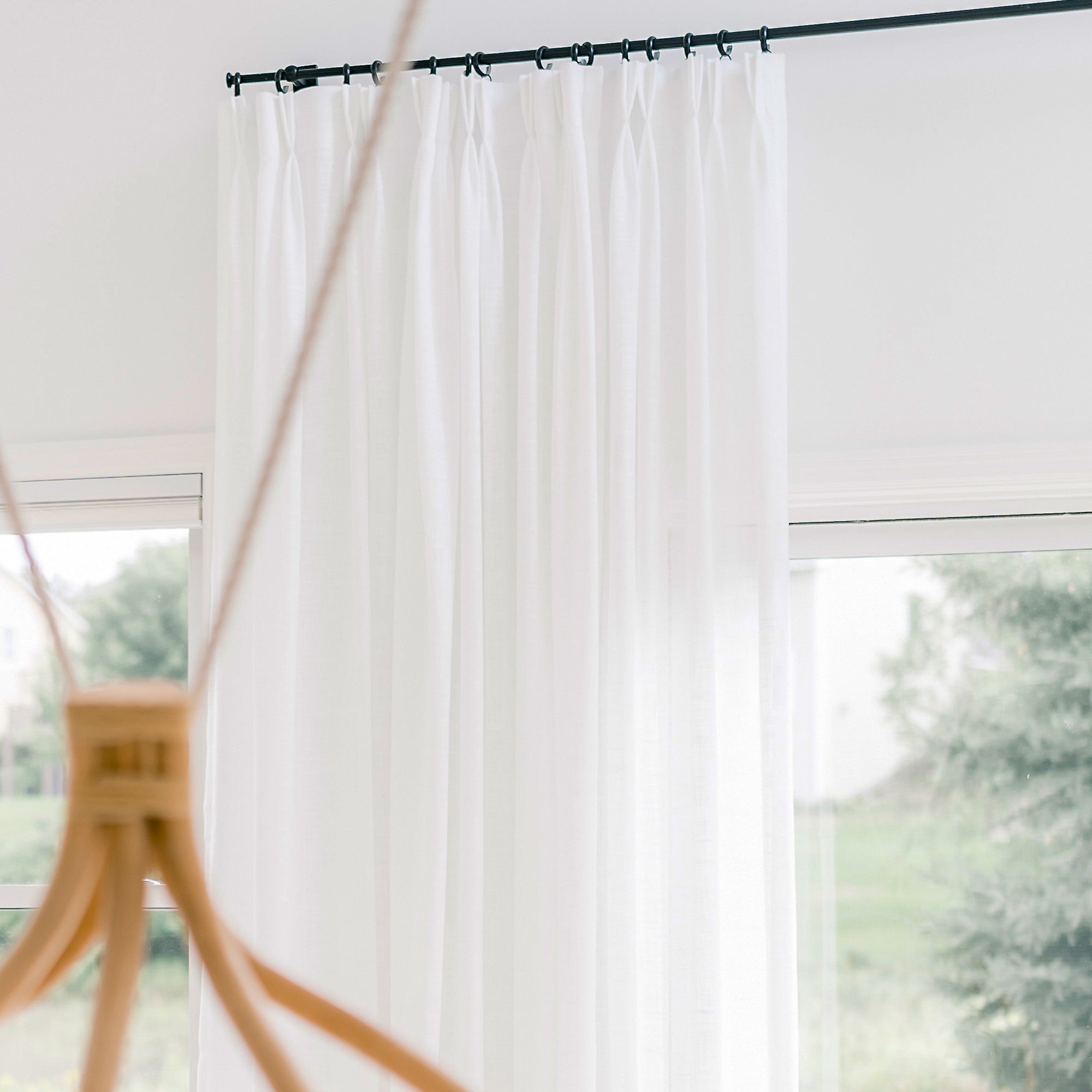 Custom Flora Linen Semi Sheer Curtains