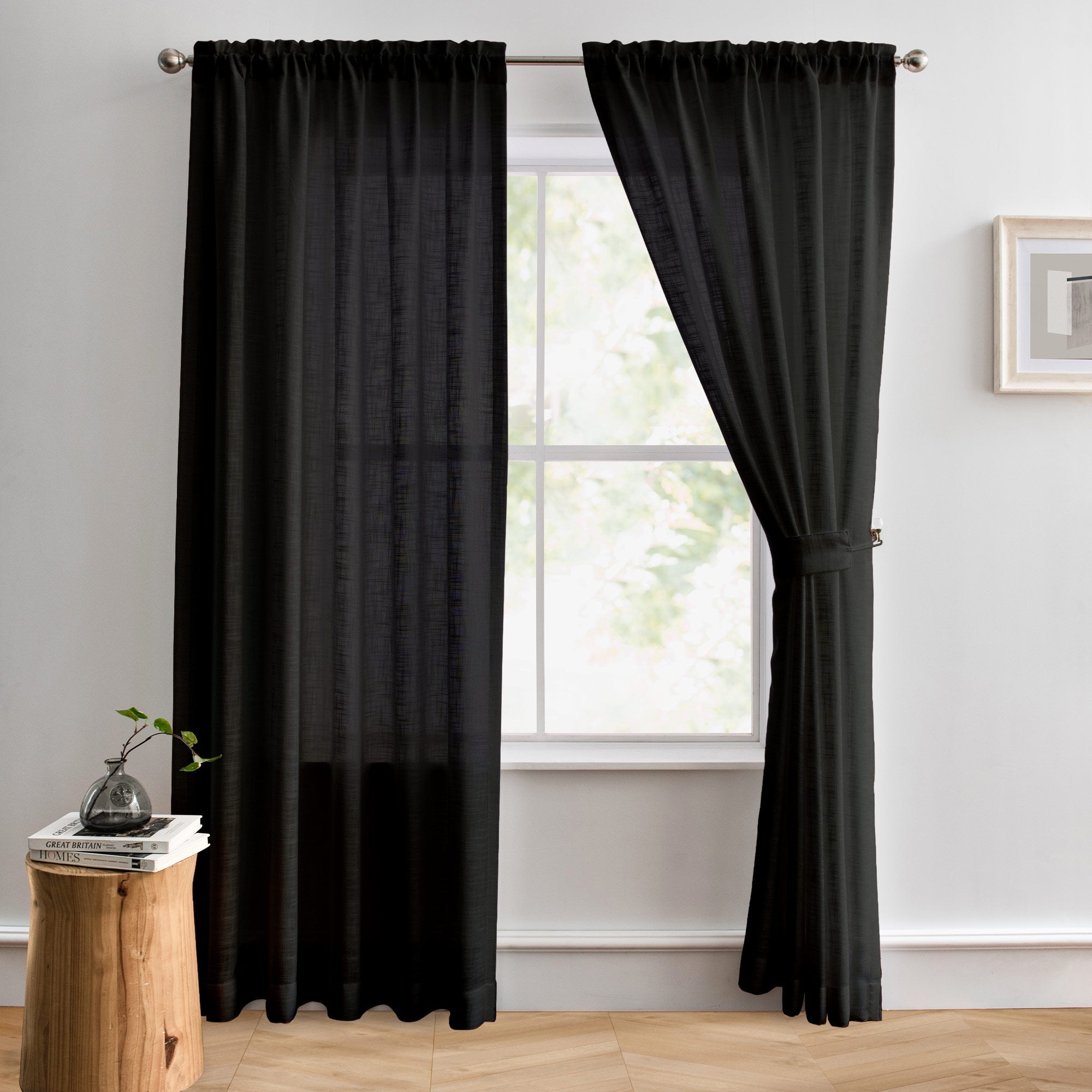 Custom Flora Linen Semi Sheer Curtains