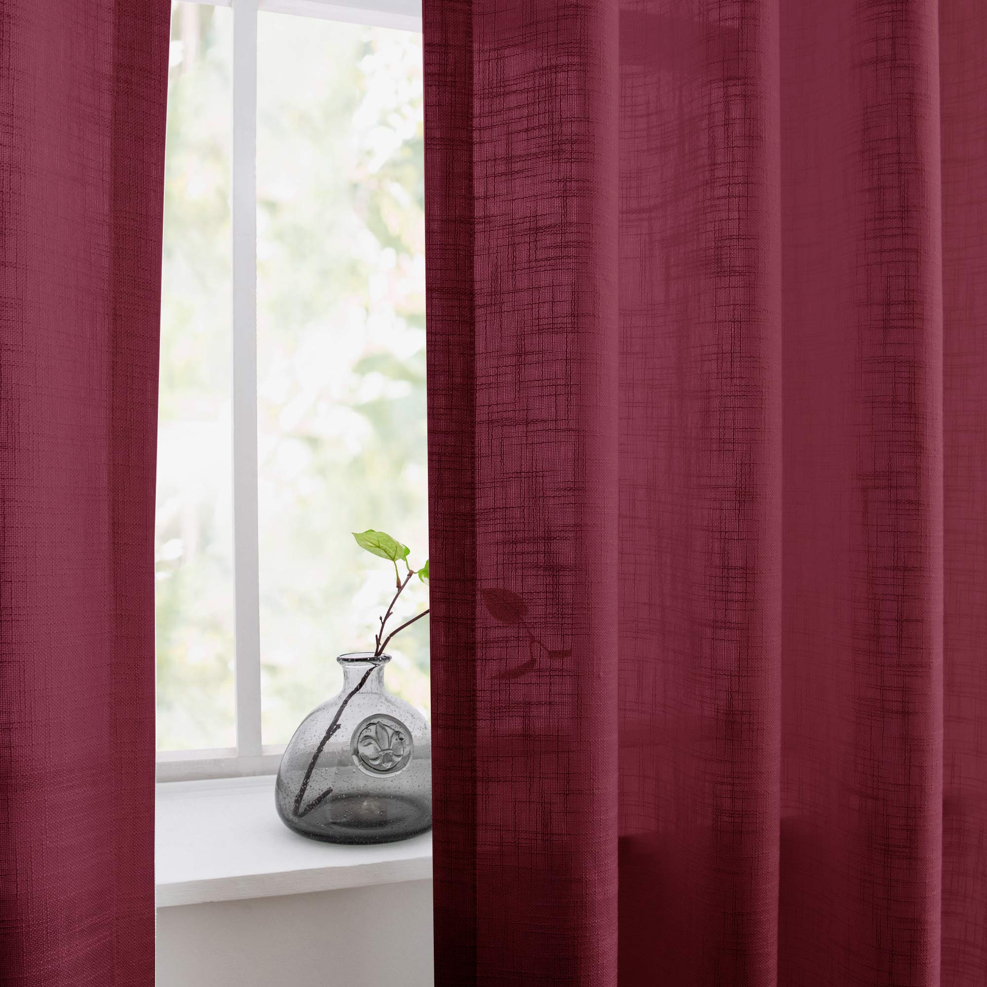 Custom Flora Linen Semi Sheer Curtains