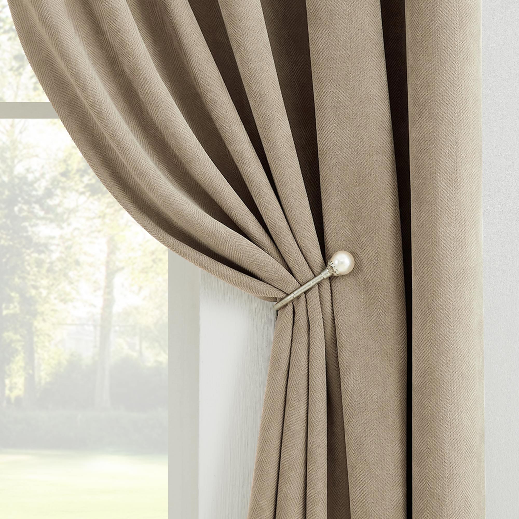 Custom Herringbone Texture Blackout Curtains