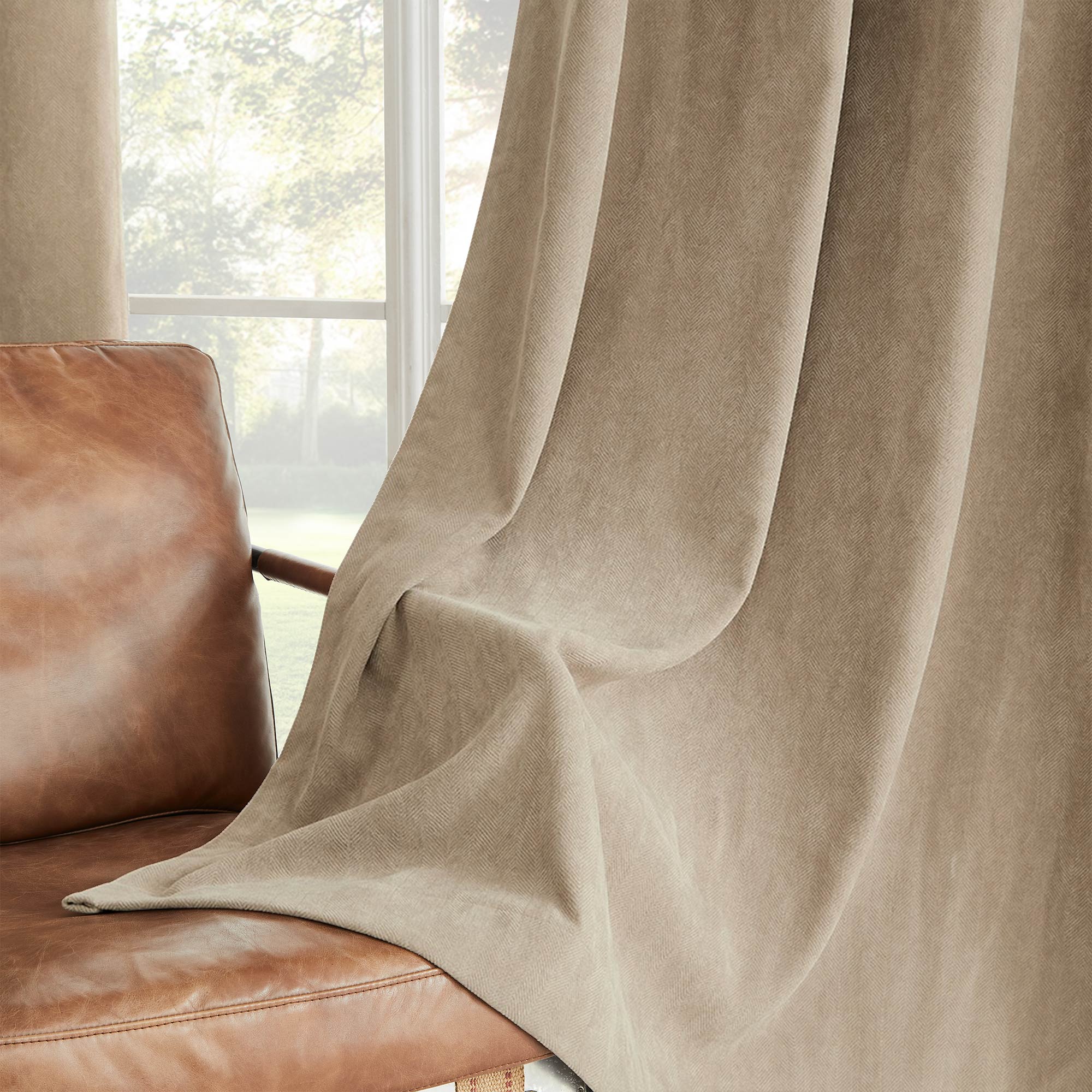 Custom Herringbone Texture Blackout Curtains