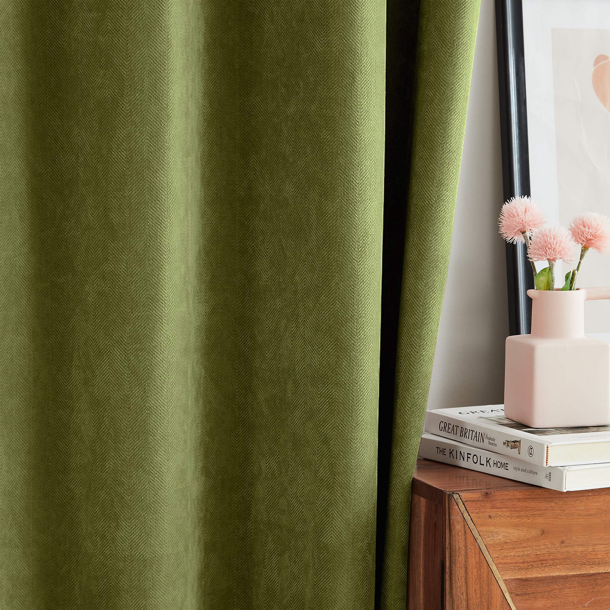 Custom Herringbone Texture Blackout Curtains