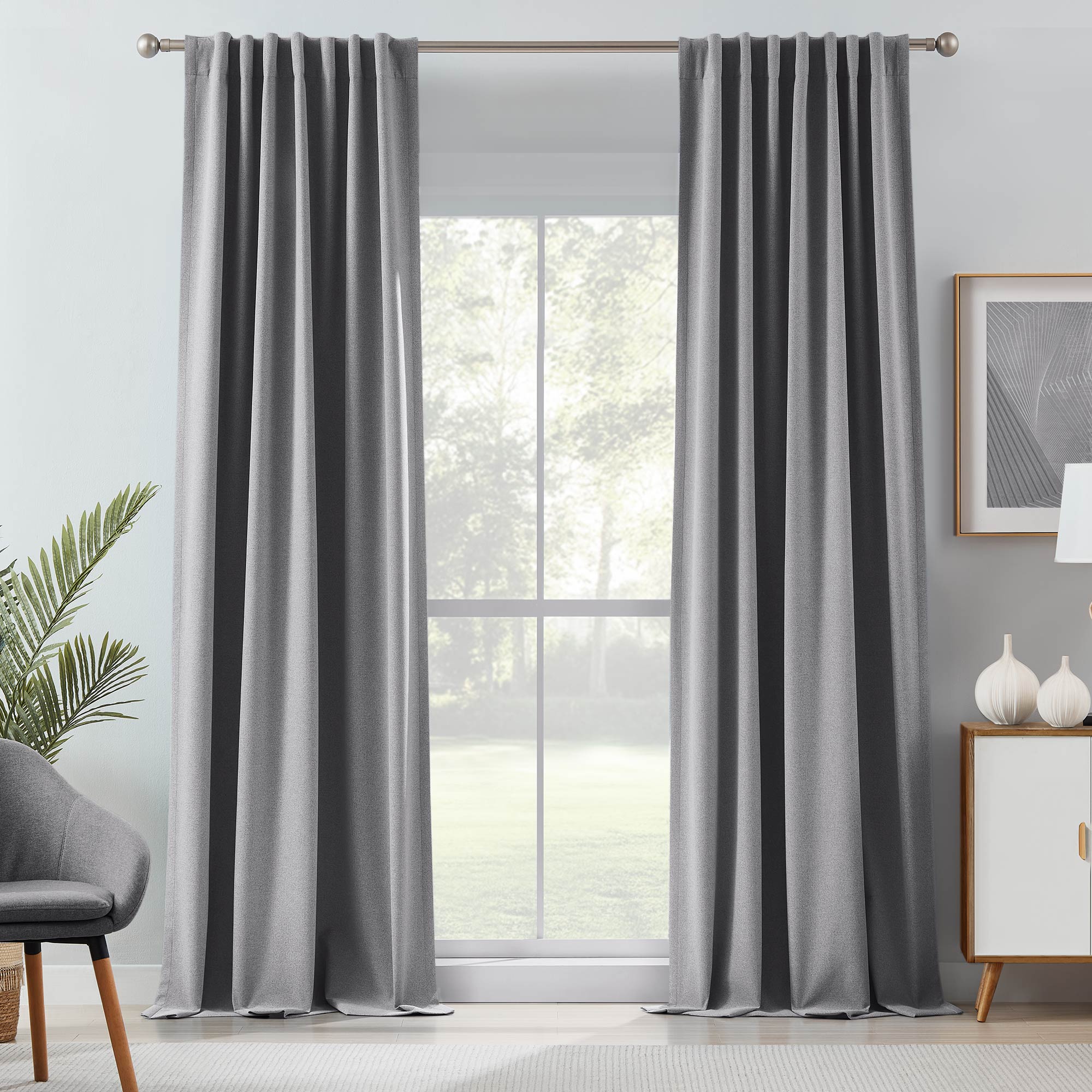 Linen Look 100% Blackout Curtains