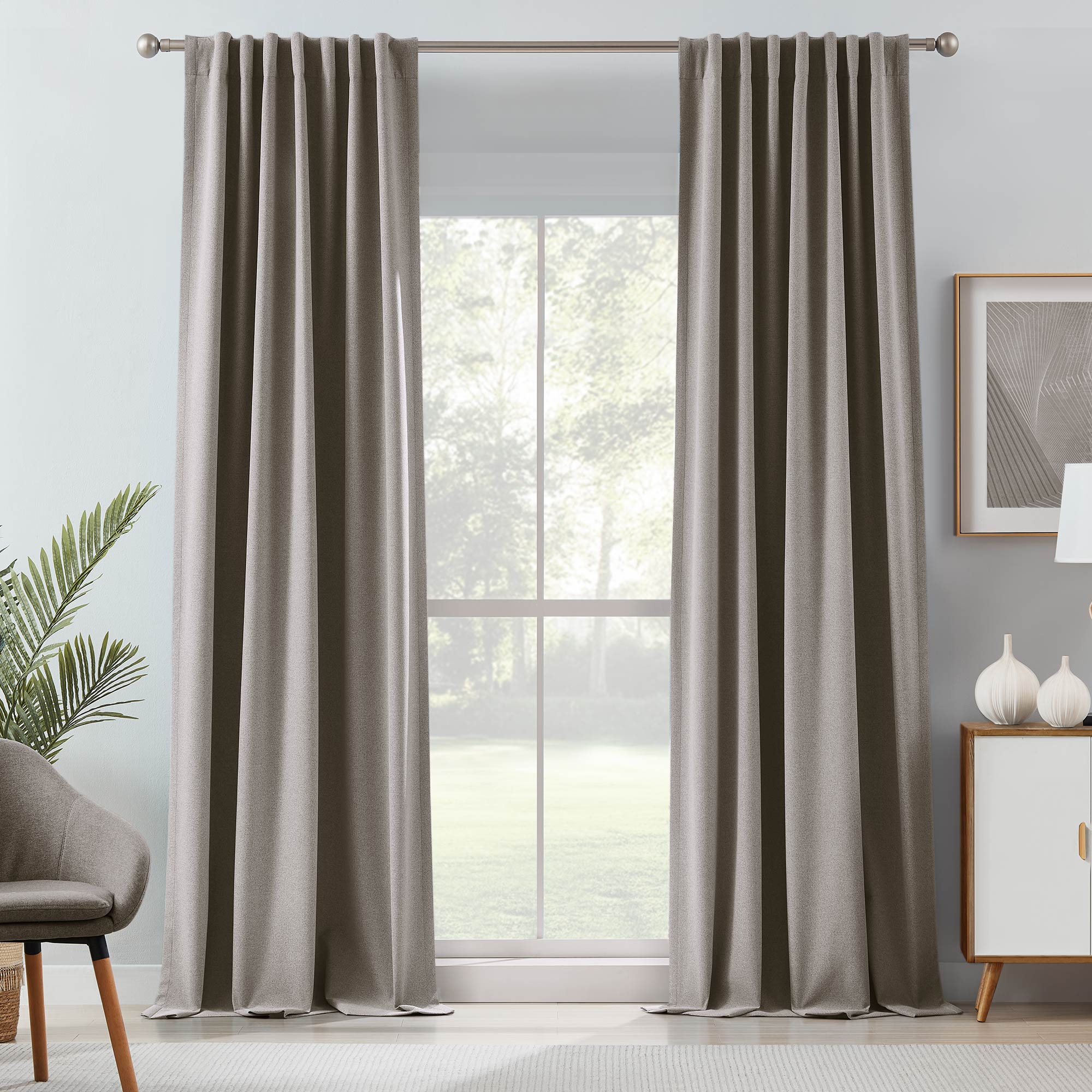 Linen Look 100% Blackout Curtains