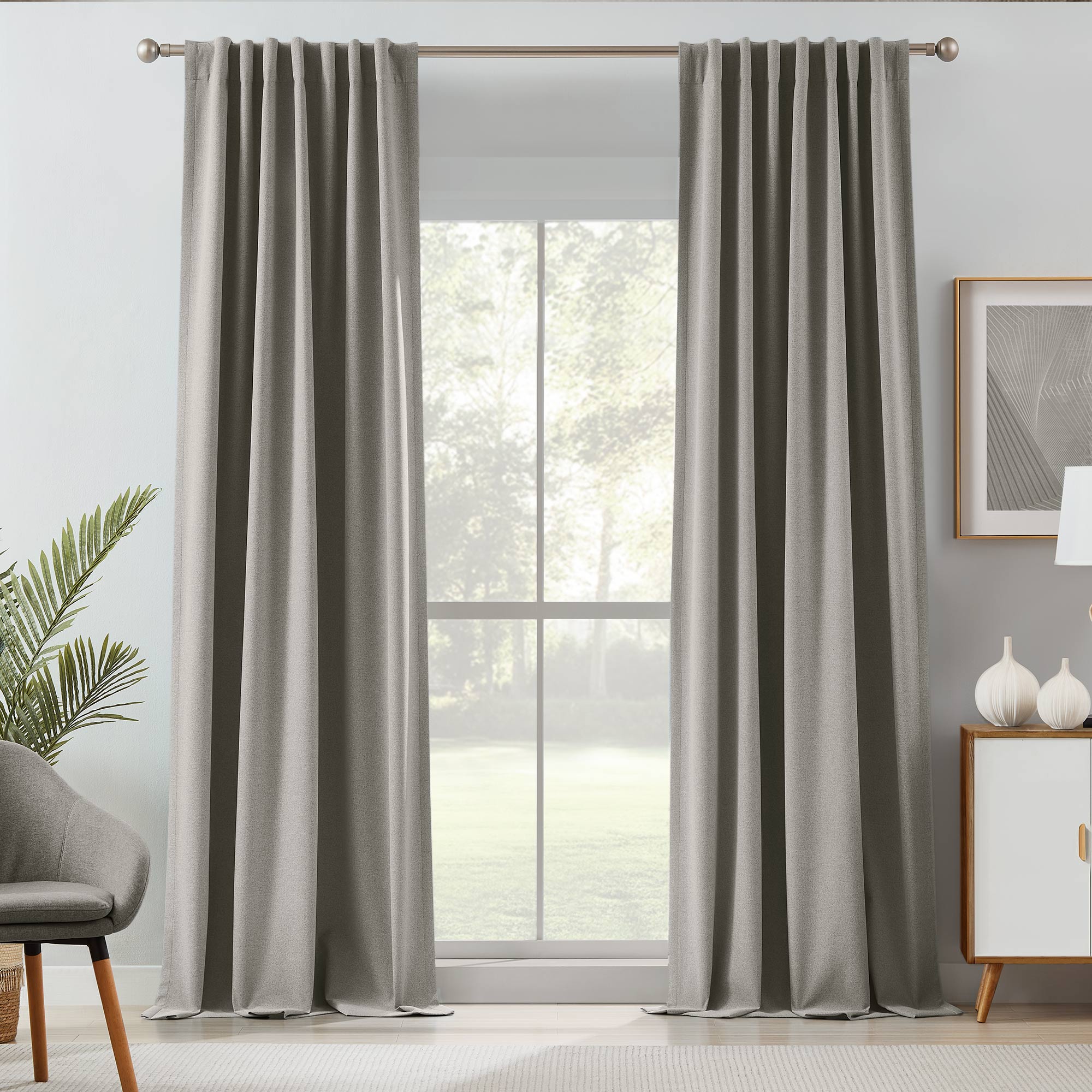 Linen Look 100% Blackout Curtains