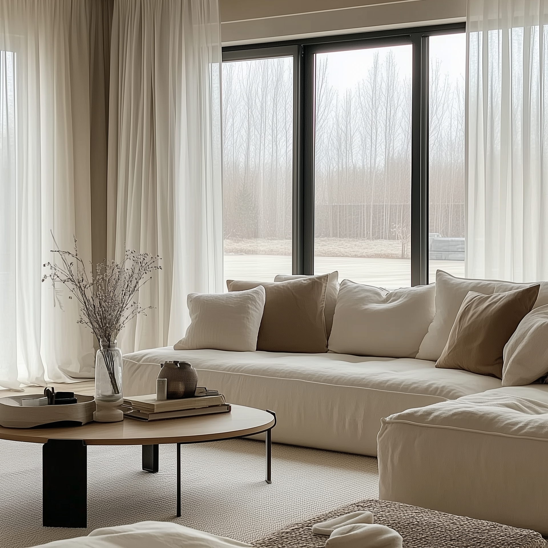 Custom Linen Semi-Sheer Tulle curtains | Embossed White Pleated Drapes for Spring Decor