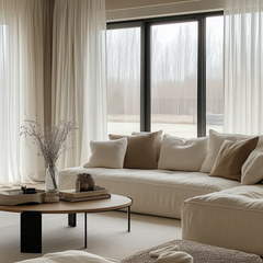 Custom Linen Semi-Sheer Tulle curtains | Embossed White Pleated Drapes for Spring Decor
