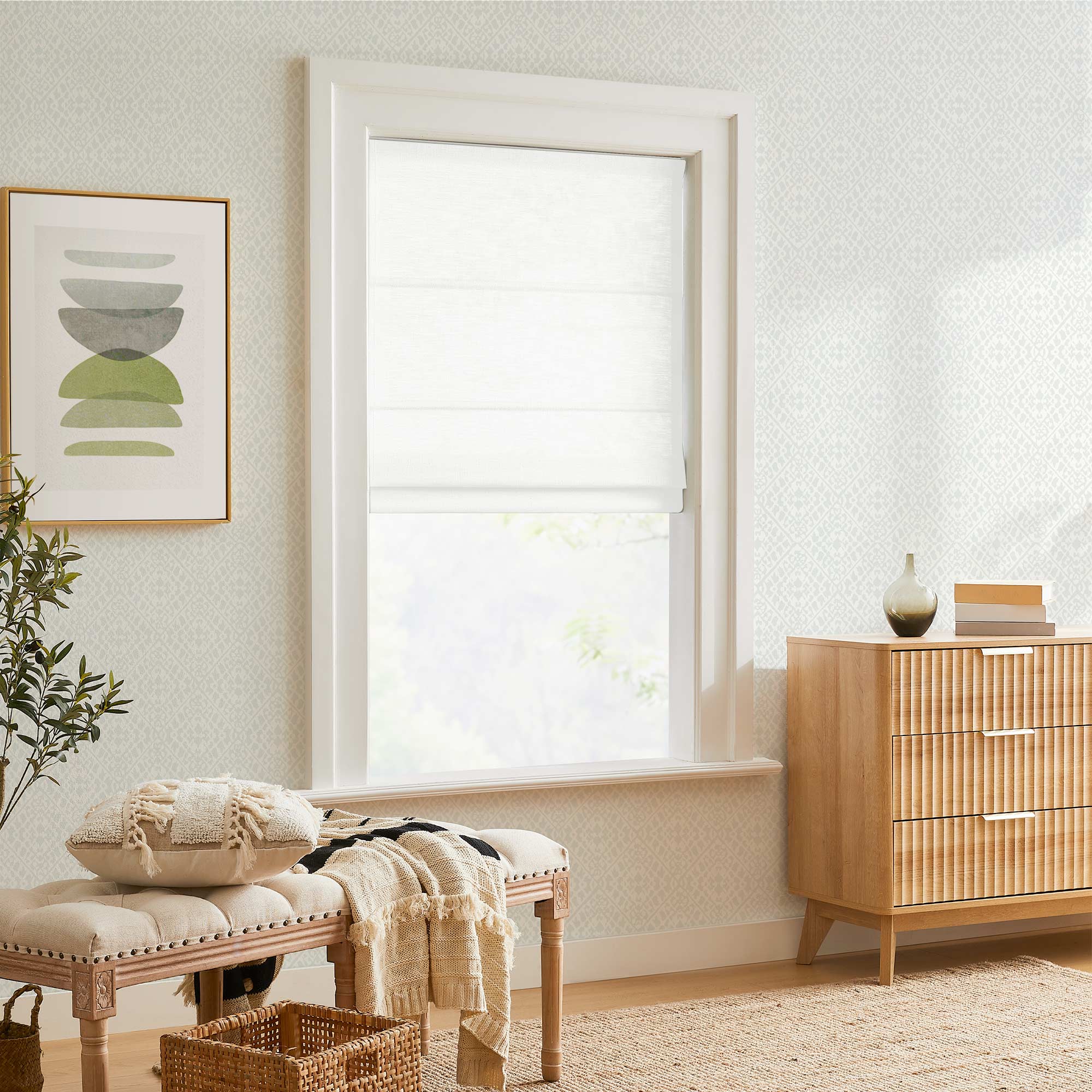 Custom Cordless Linen Roman Shades
