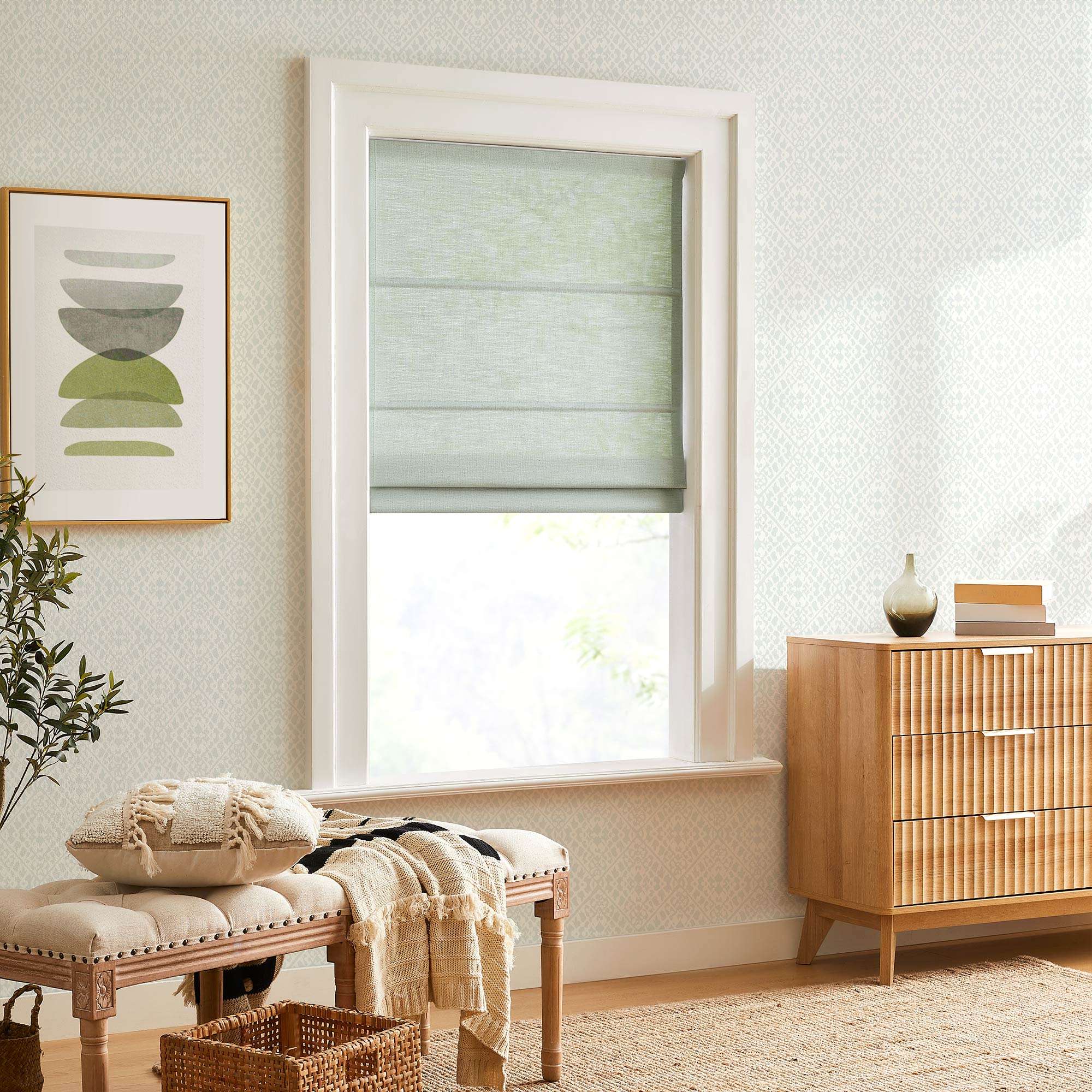 Custom Cordless Linen Roman Shades