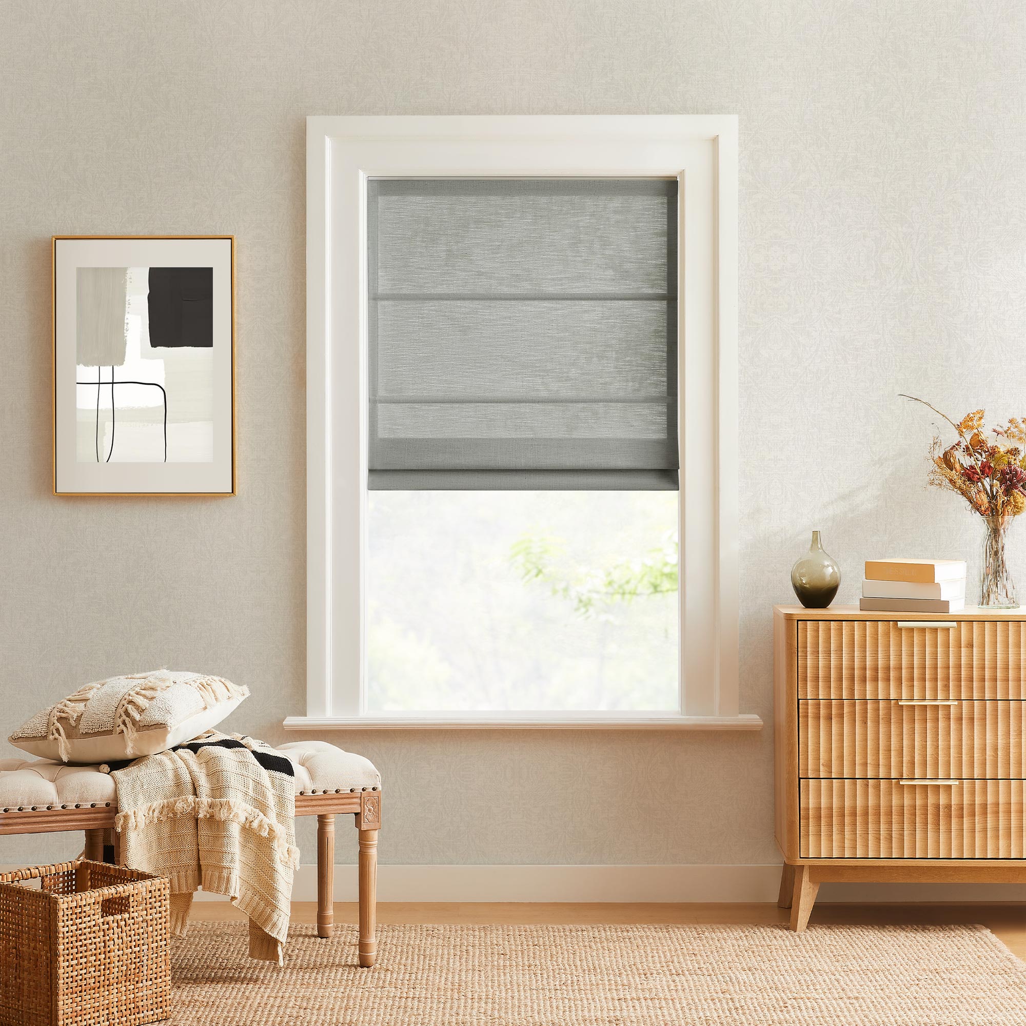 Custom Cordless Linen Roman Shades
